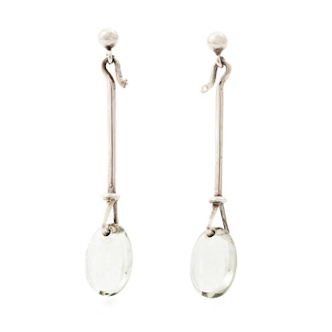 Vivianna Torun Bülow-Hübe, a pair of earrings, silver with green quartz