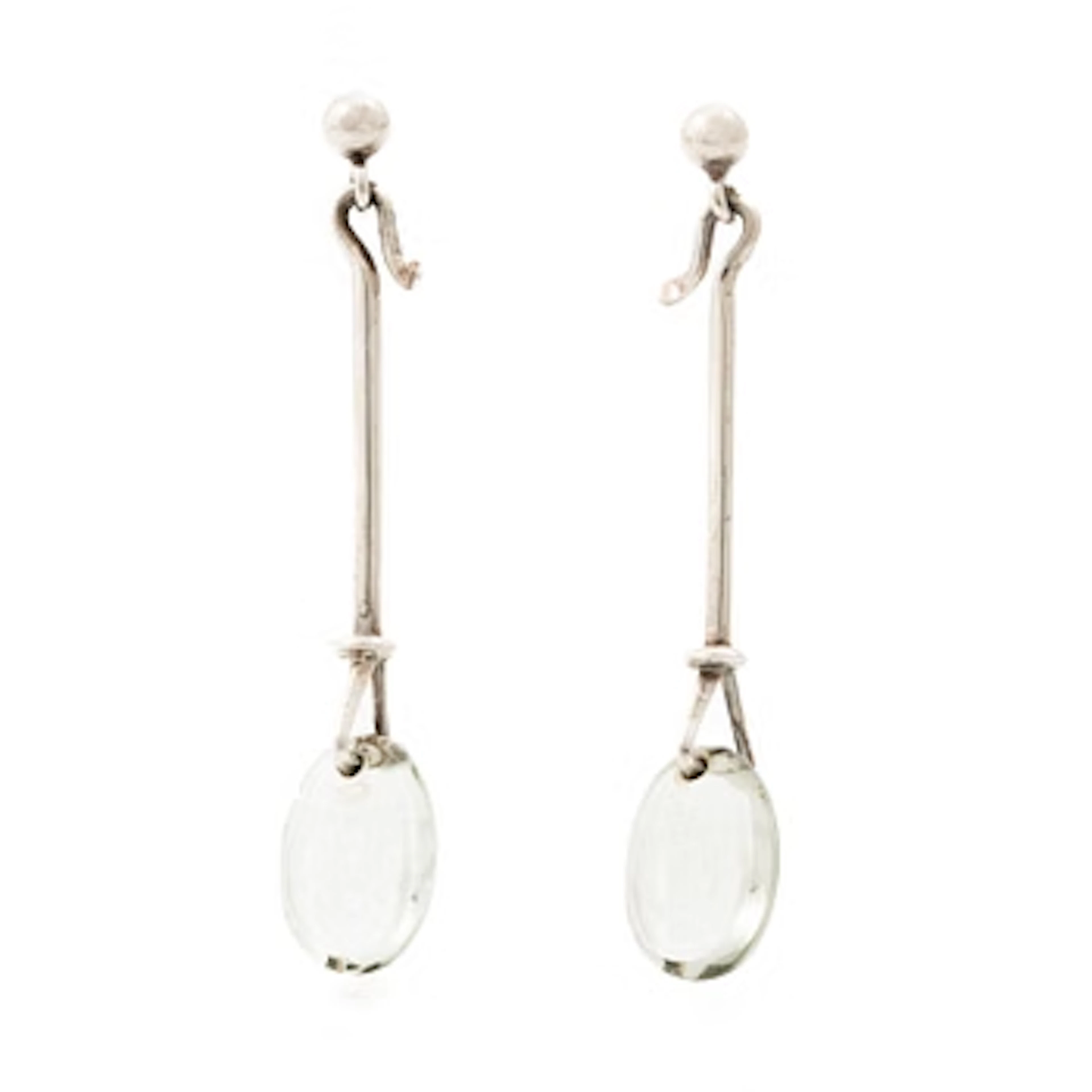 Vivianna Torun Bülow-Hübe, a pair of earrings, silver with green quartz