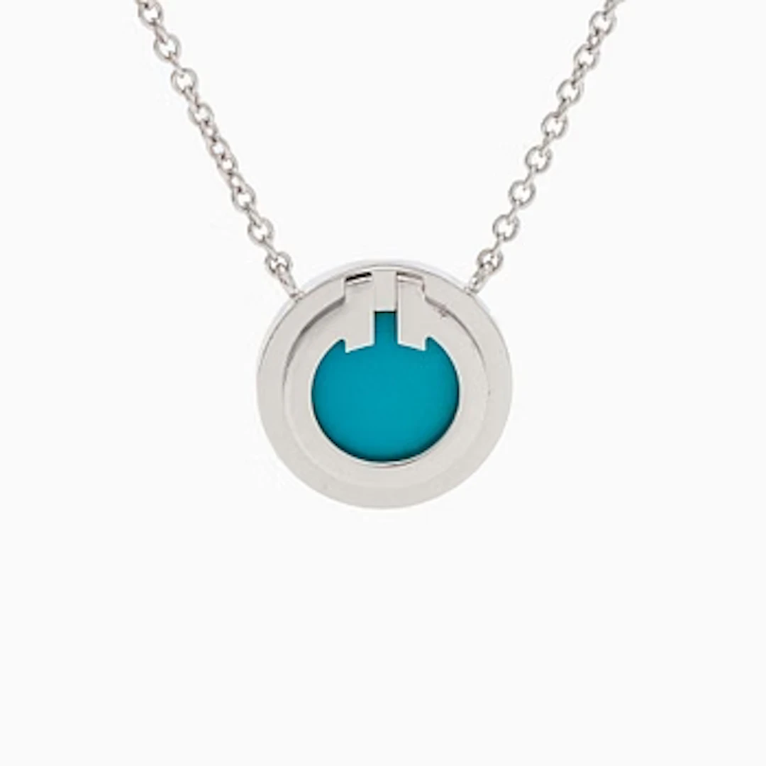 Tiffany & Co, an 18K white gold and turquoise "T Two Circle" necklace.