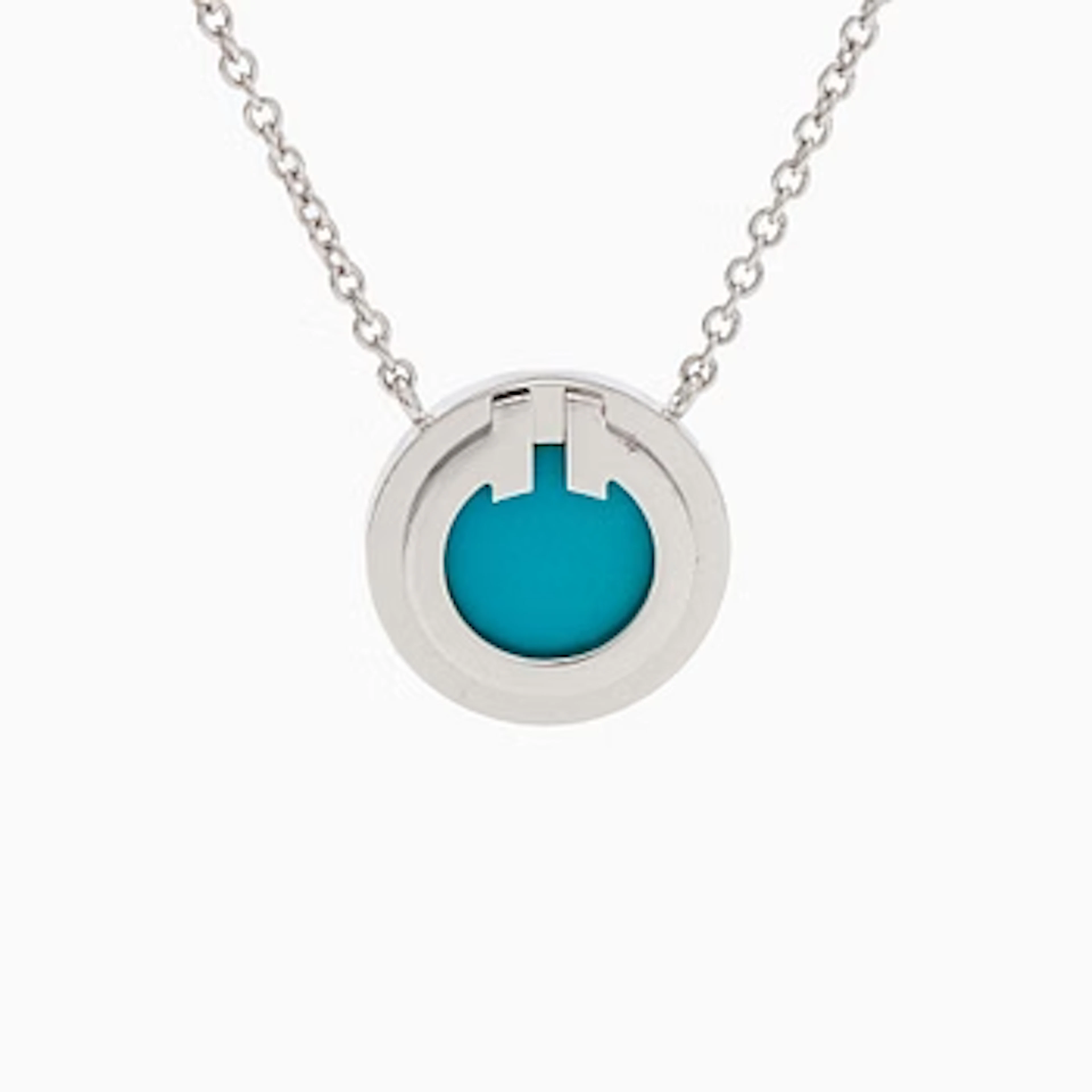 Tiffany & Co, an 18K white gold and turquoise "T Two Circle" necklace.