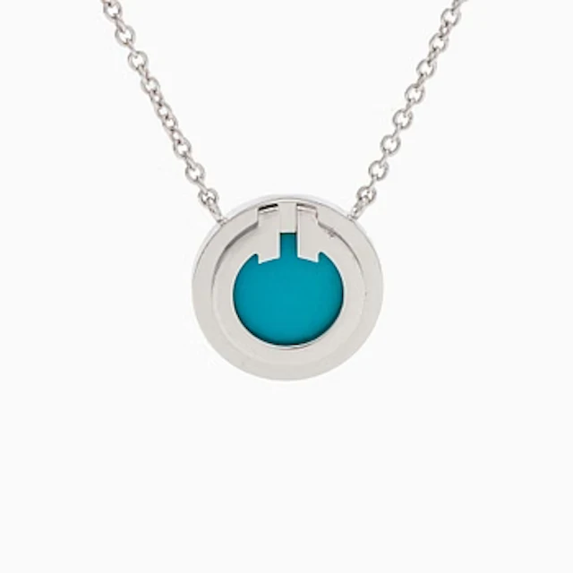 Tiffany & Co, an 18K white gold and turquoise "T Two Circle" necklace.