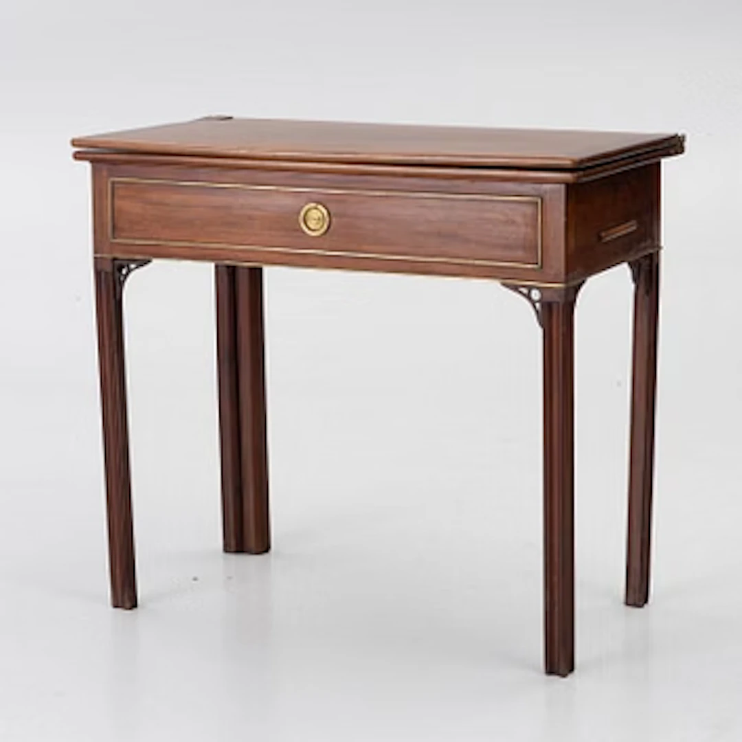 A late Gustavian mahogany card's table, Stockholm, circa 1800.