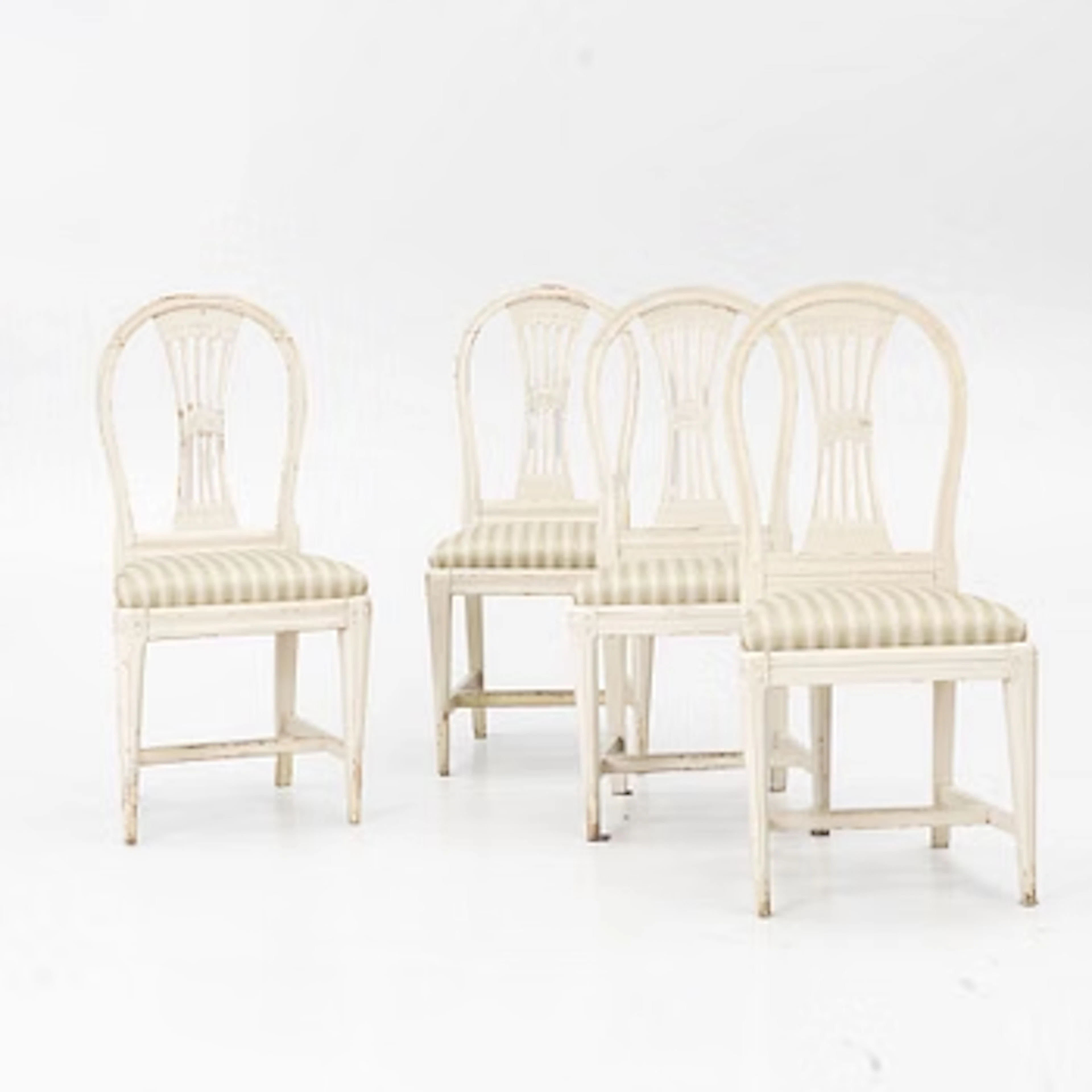 Four Gustavian chairs, 18th century.