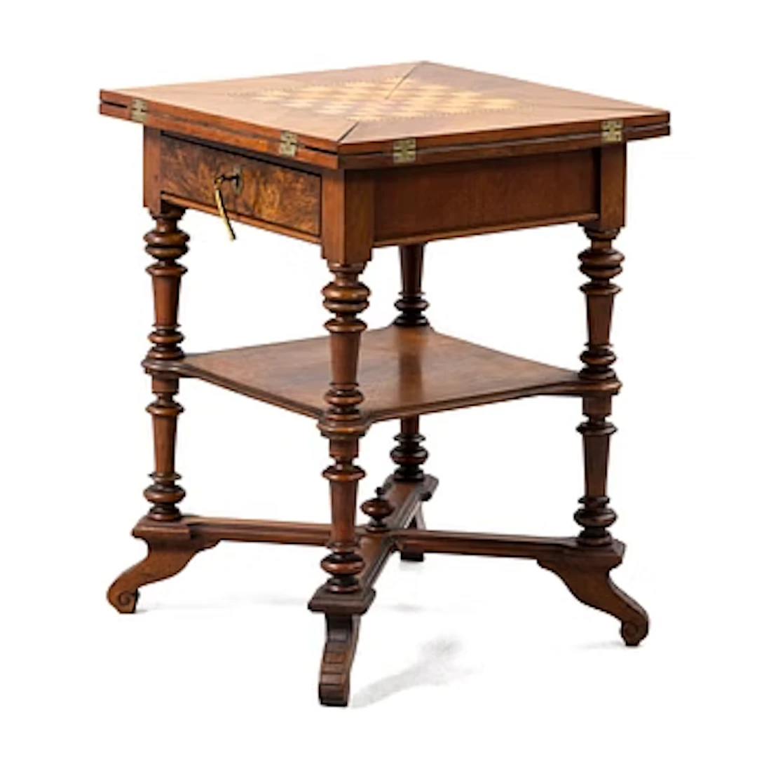Drop-leaf card table, early 20th century.