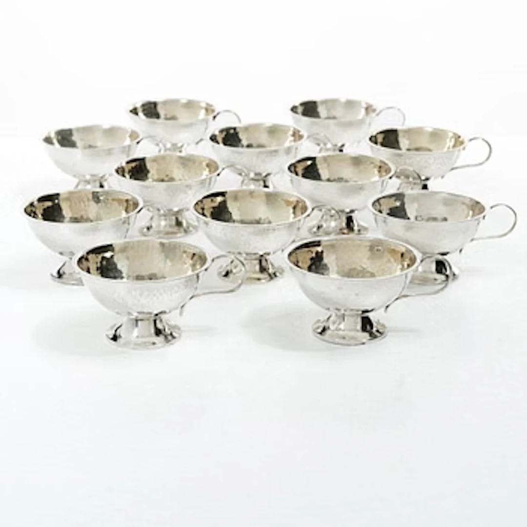 Punsch cups, 12, sterling silver, Sweden.