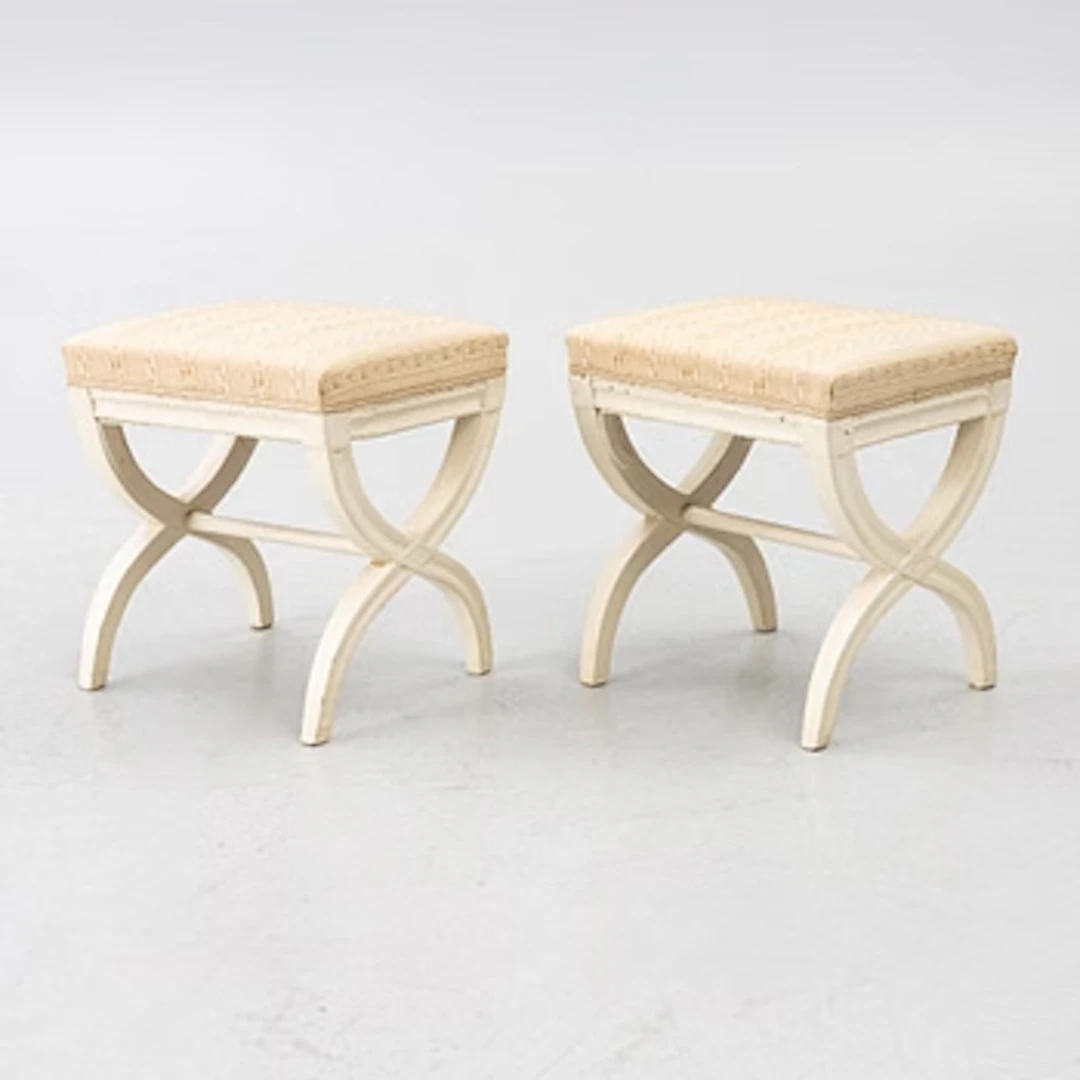 A pair of Late Gustavian stools, circa 1800.