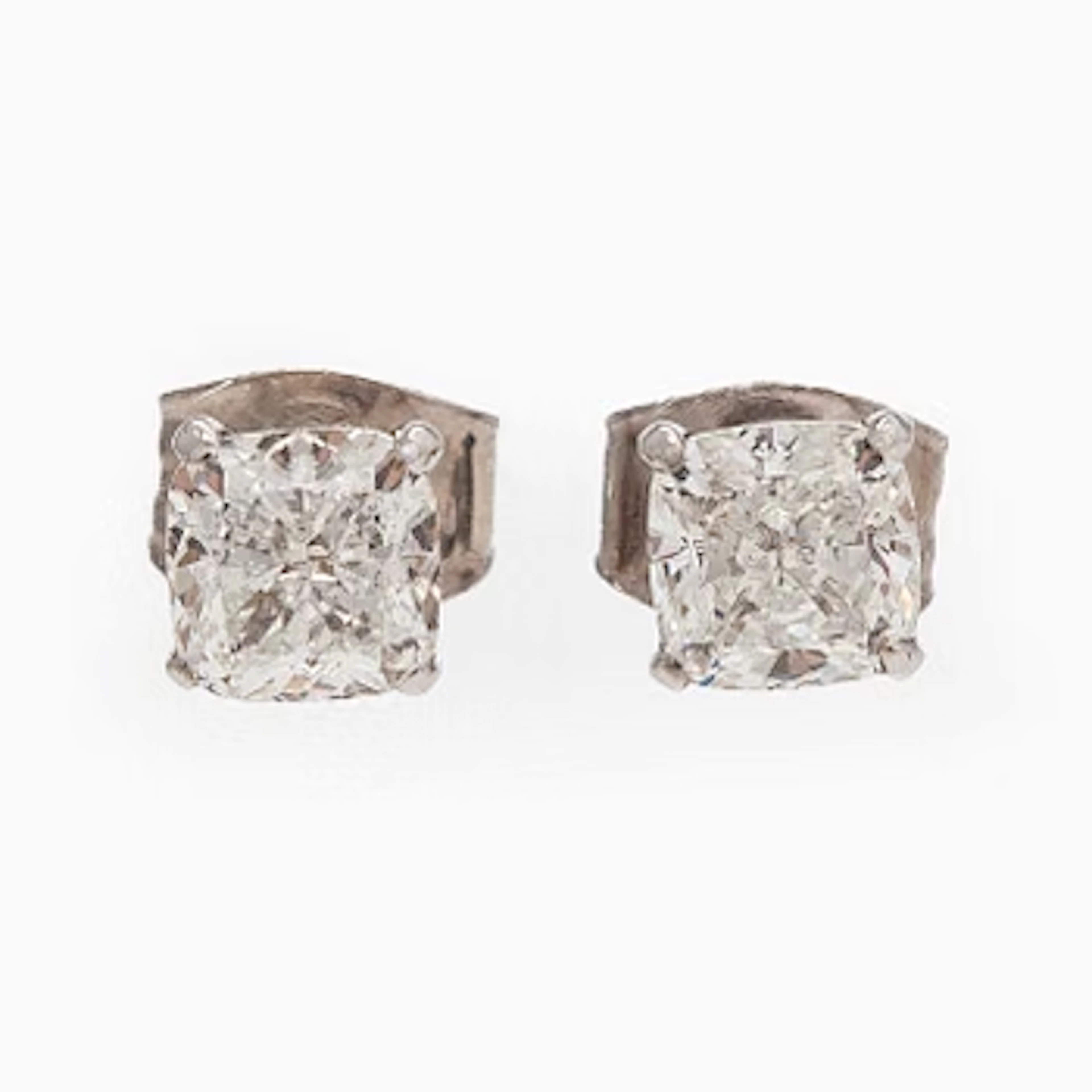 Earrings, cushion modified brilliant-cut diamonds, totalling 1.48
