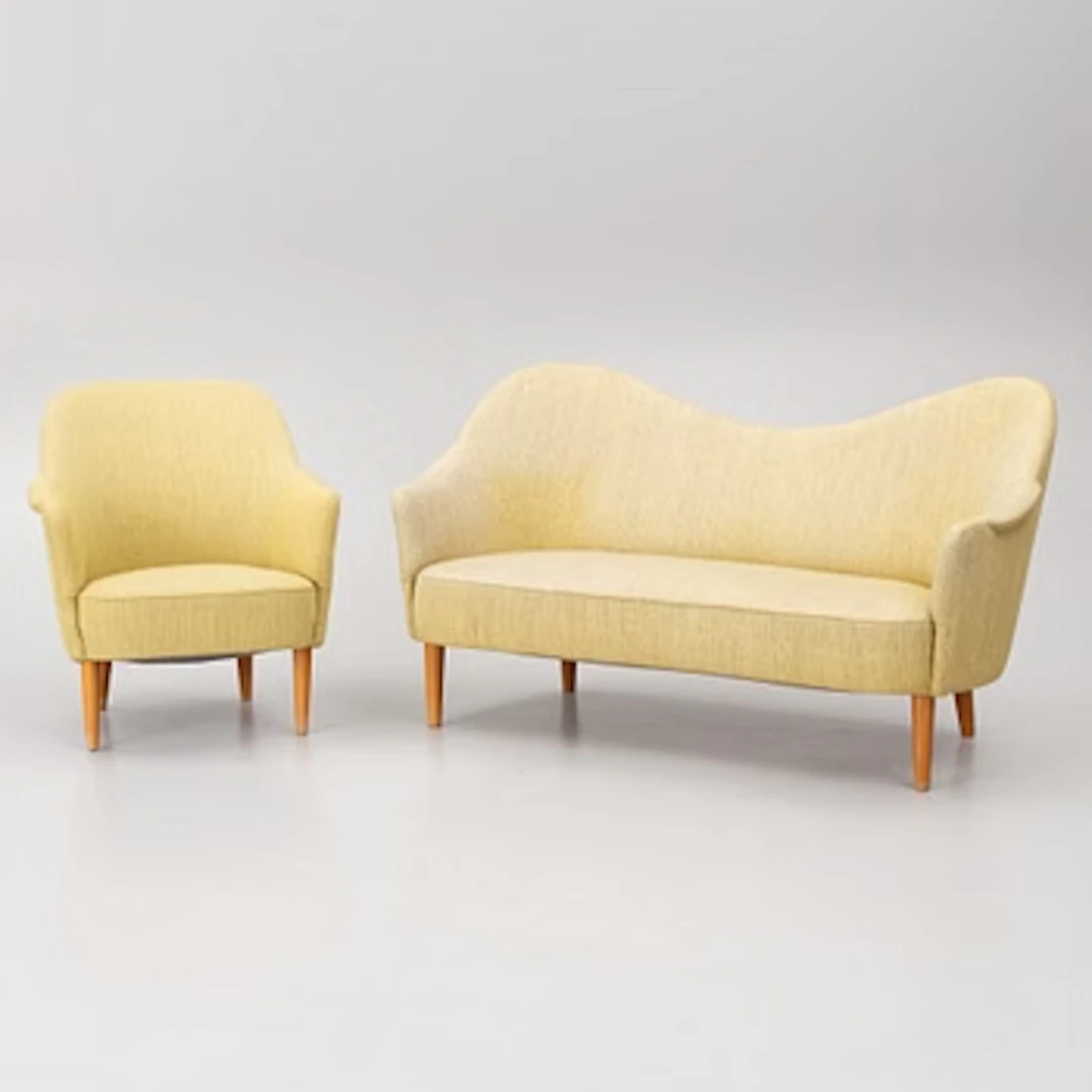 Carl Malmsten, a sofa and an armchair, 'Samspel'.