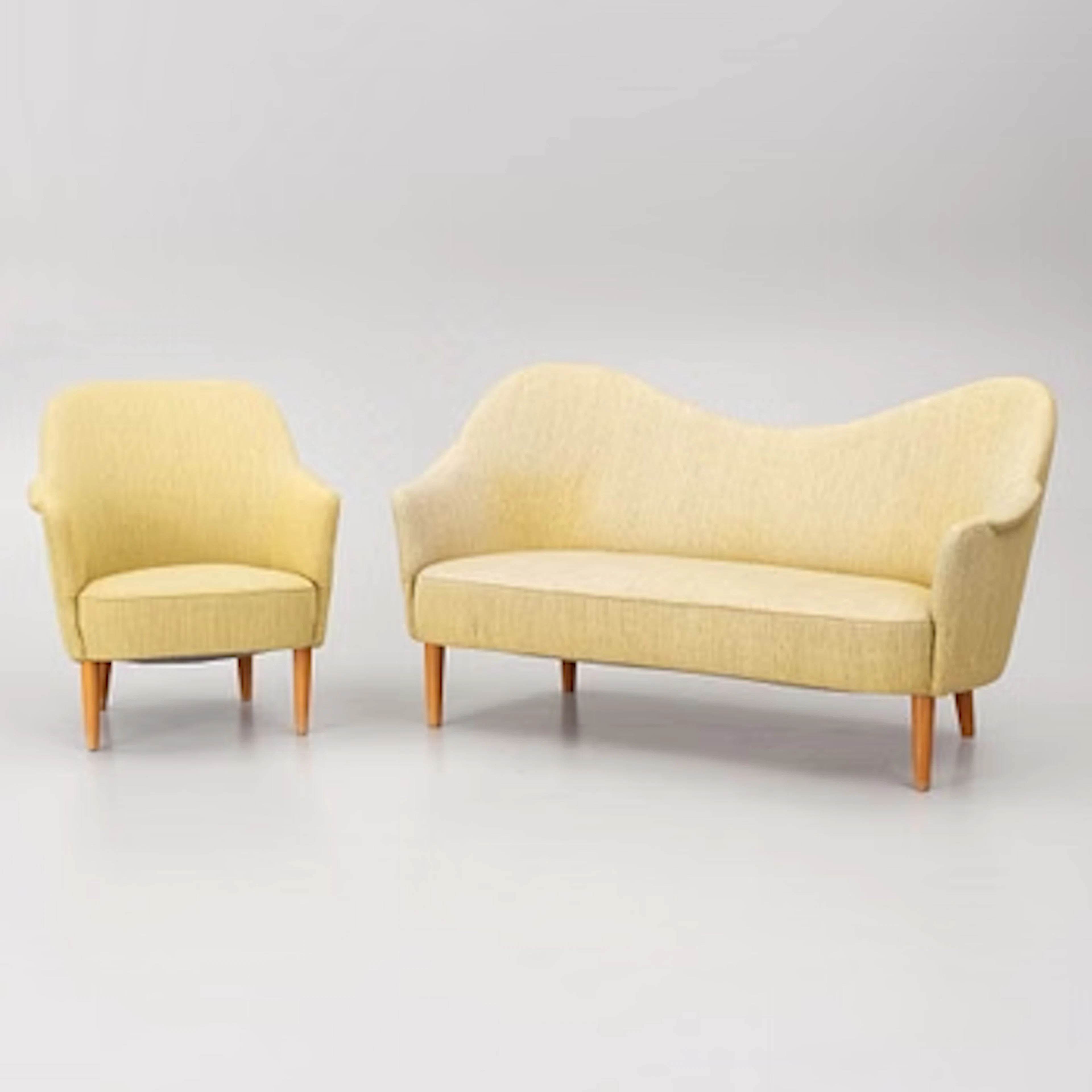 Carl Malmsten, a sofa and an armchair, 'Samspel'.