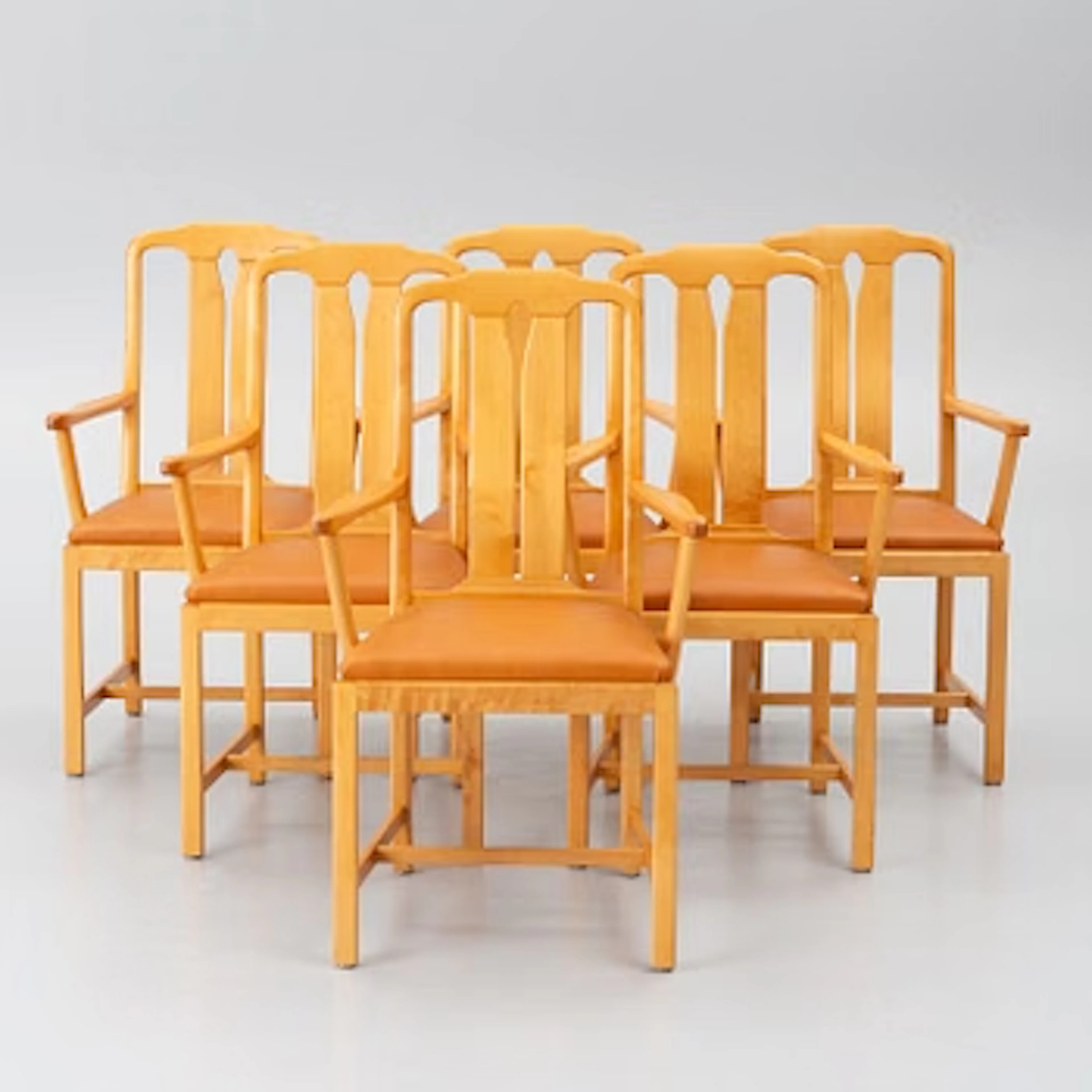 Carl Malmsten, Armchairs, 6 pcs, “Ambassadör”, Åfors Möbelfabrik