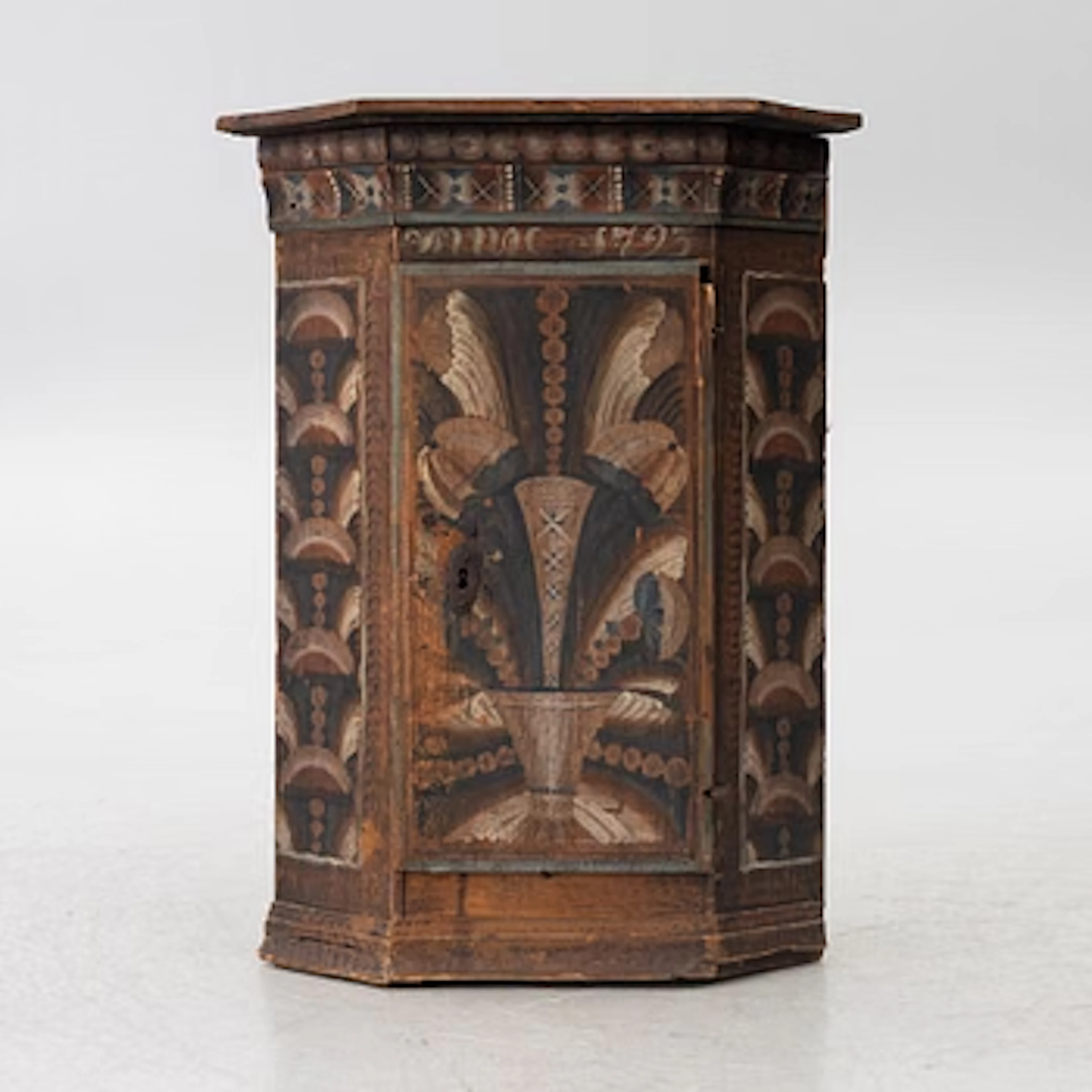 Corner cabinet, folk art, dated 1795.