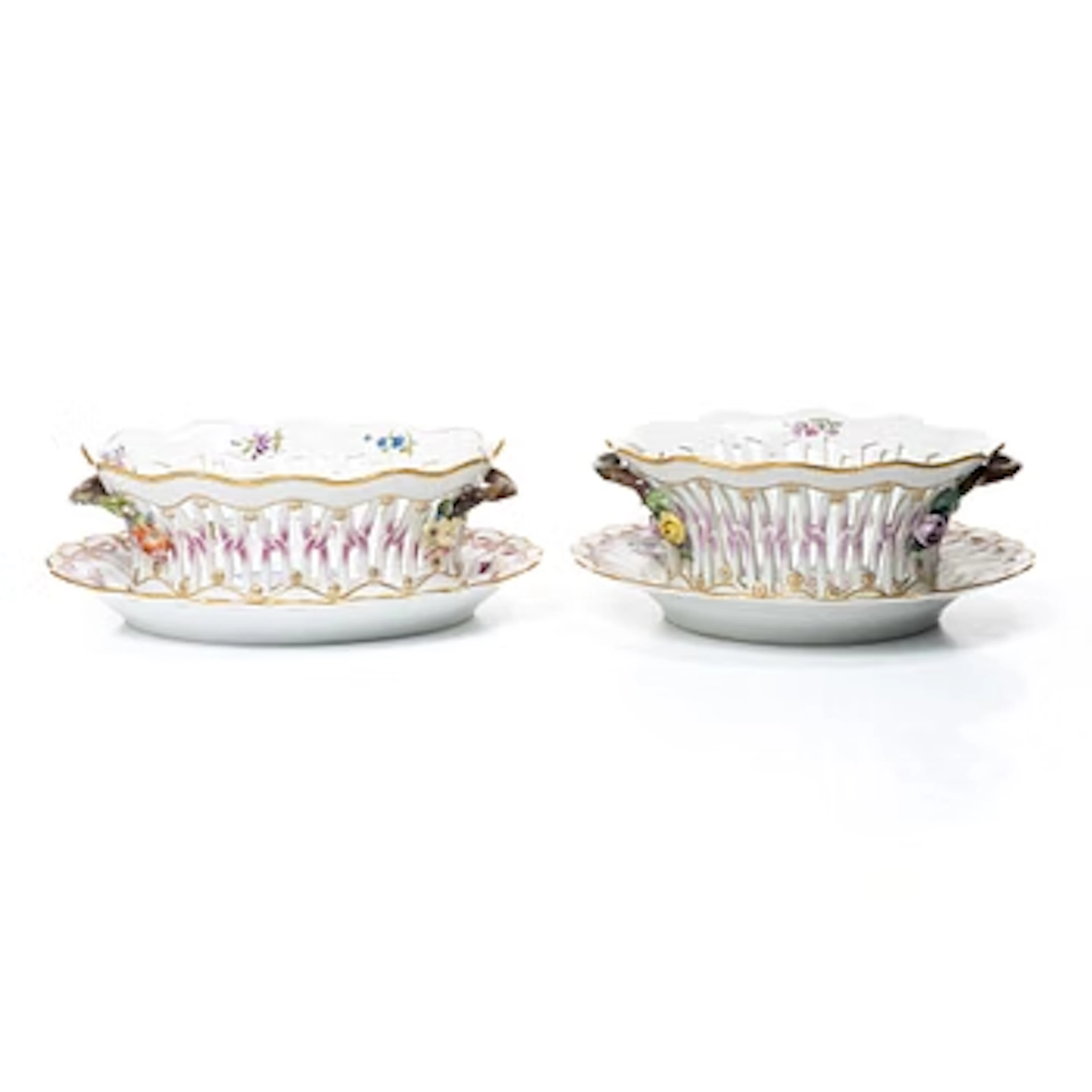 Royal Copenhagen, Two pierced bowls with dishes, 2 pcs, porcelain