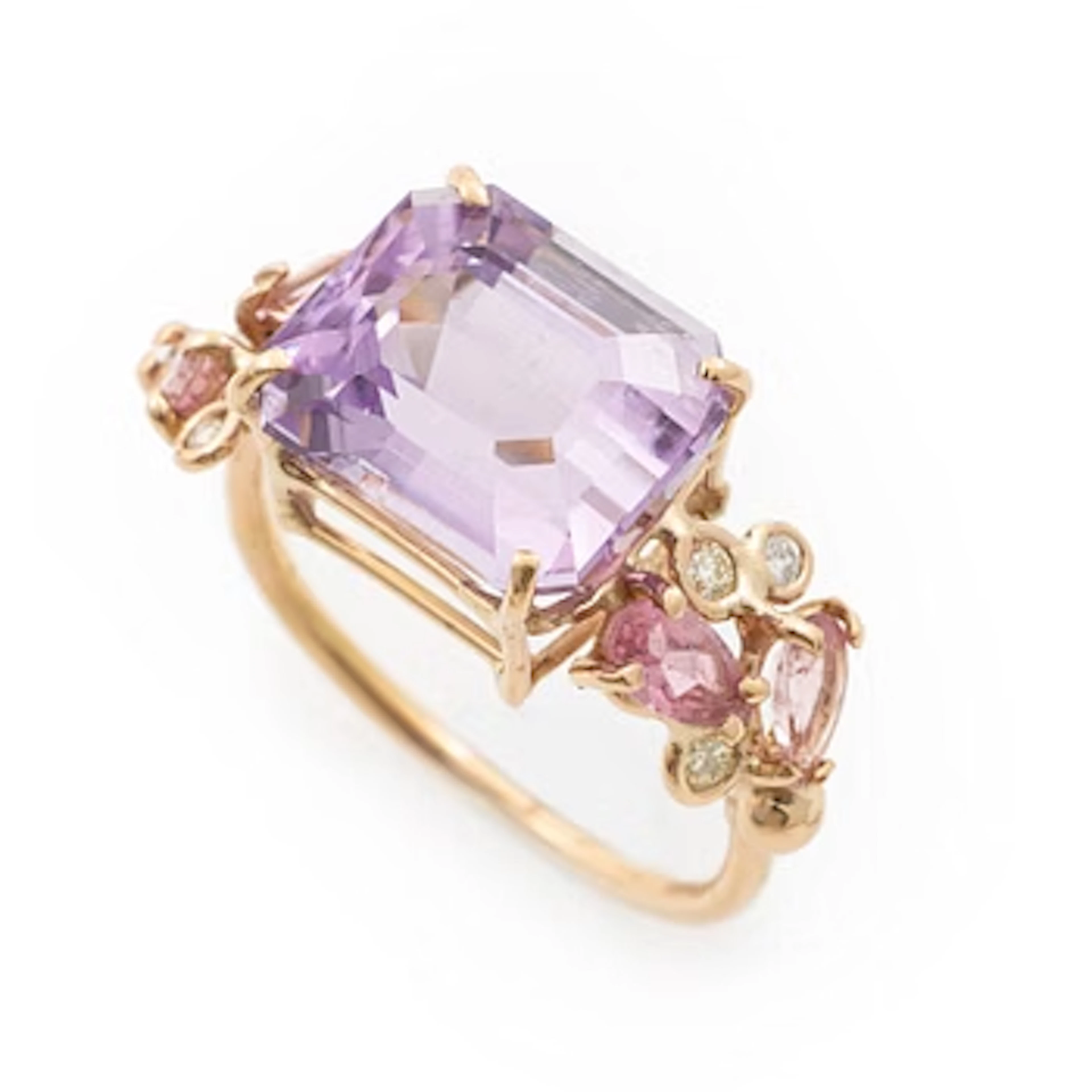 Ring, Mandelstam, 18K gold with kunzite, brilliant-cut diamonds and