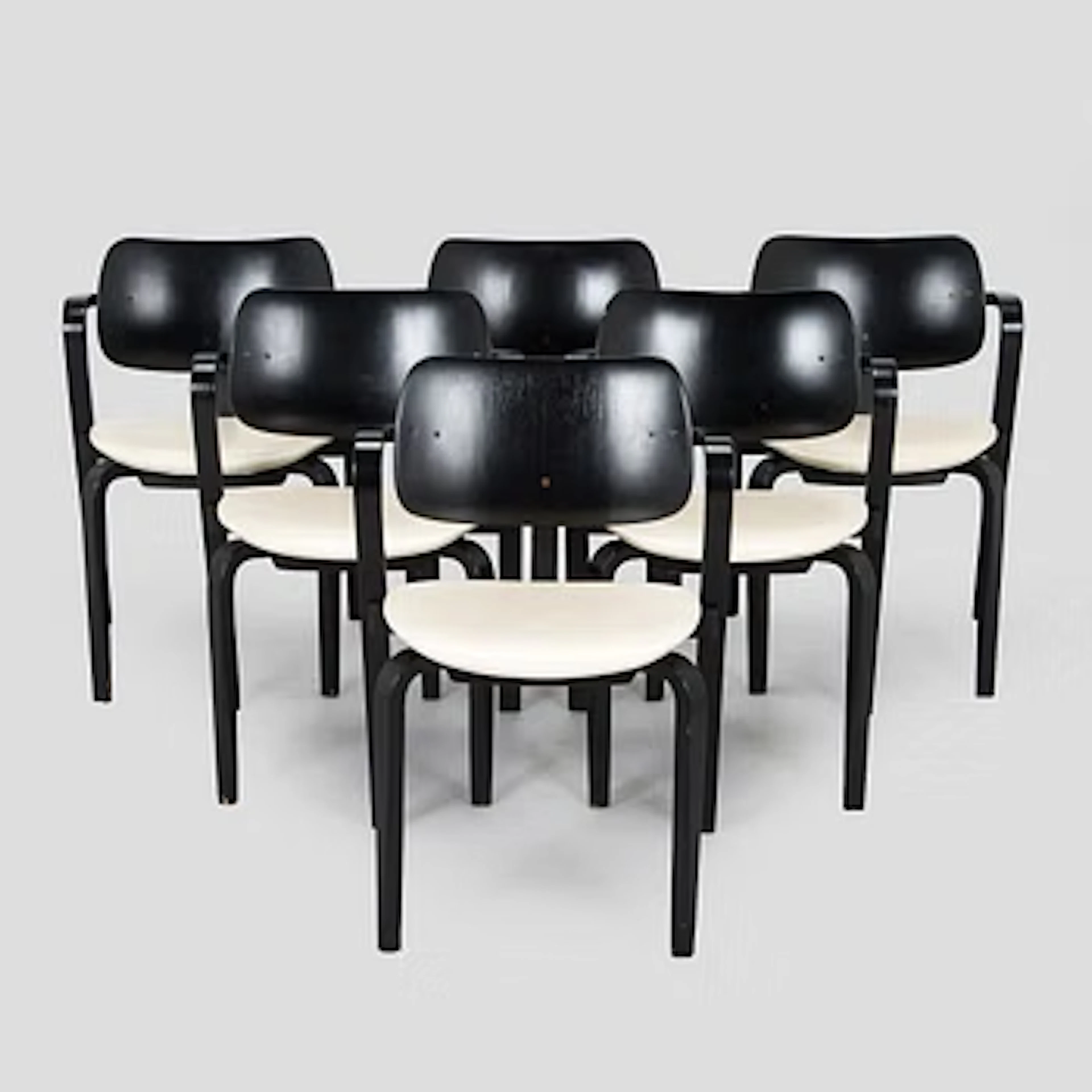 Ilmari Tapiovaara, a set of six 1960s 'Aslak' armchairs for Asko, Finland.