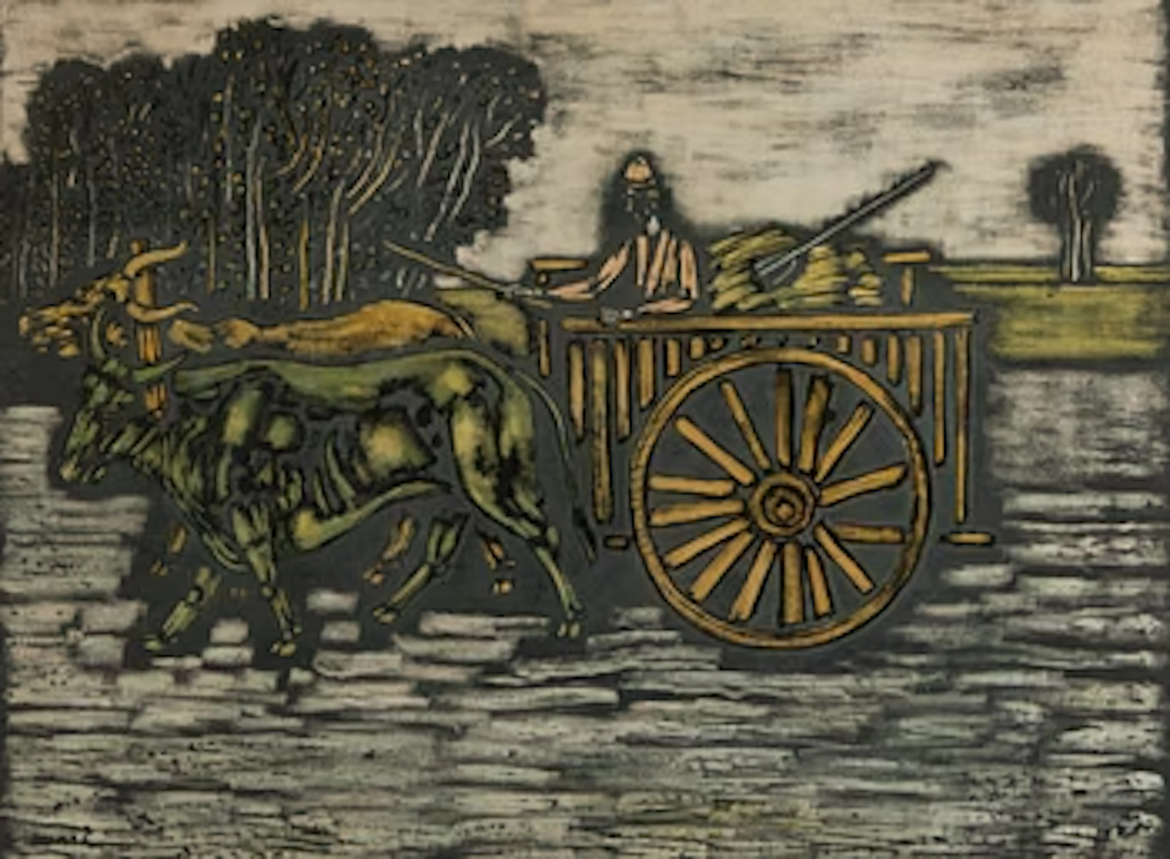 Vytautas Kasiulis, Man with an Ox Cart.
