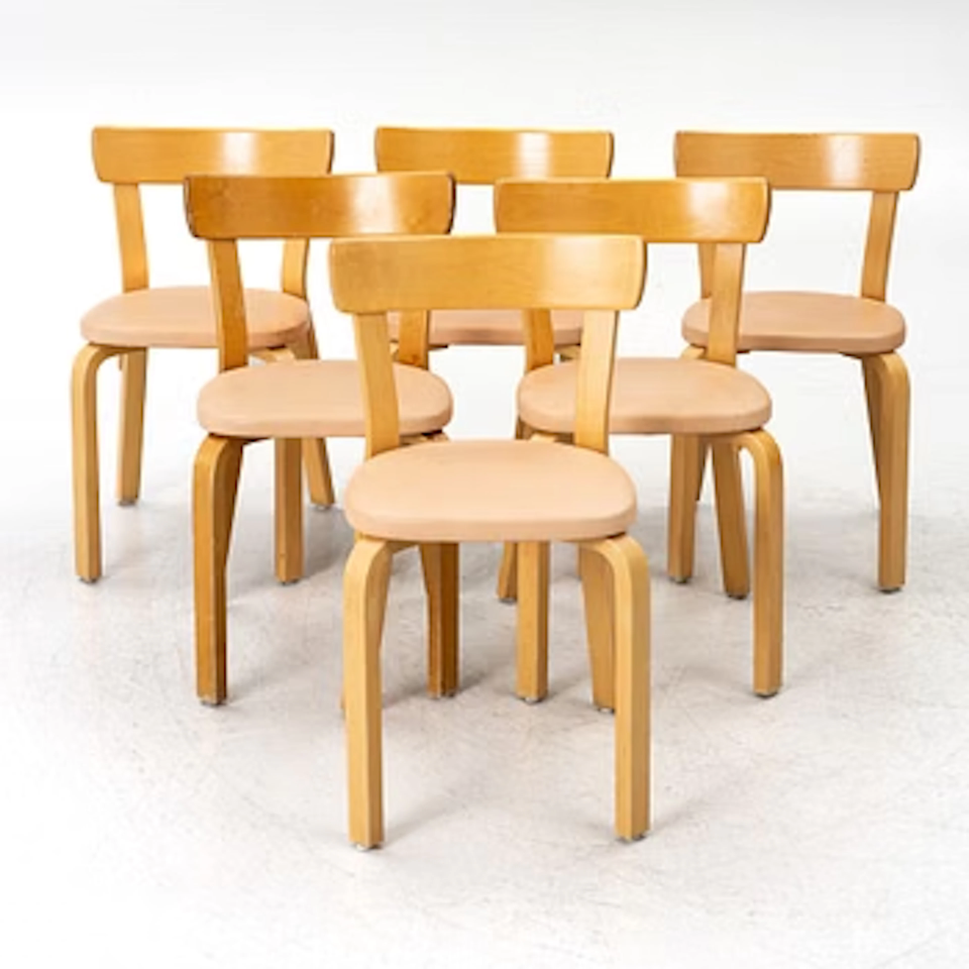 Alvar Aalto, a set of six chairs model 69, Artek, Finland, second
