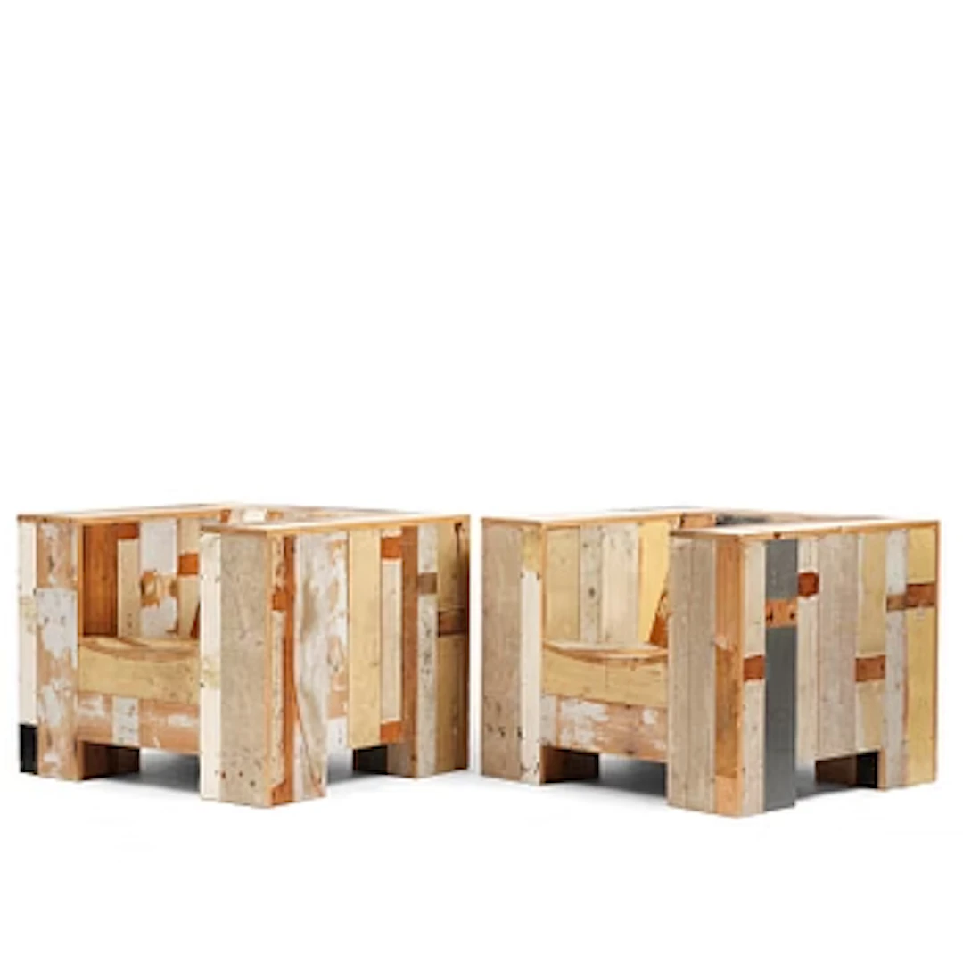 Piet Hein Eek, Armchairs, a pair, “Large Scrapwood Chair”, the Netherlands