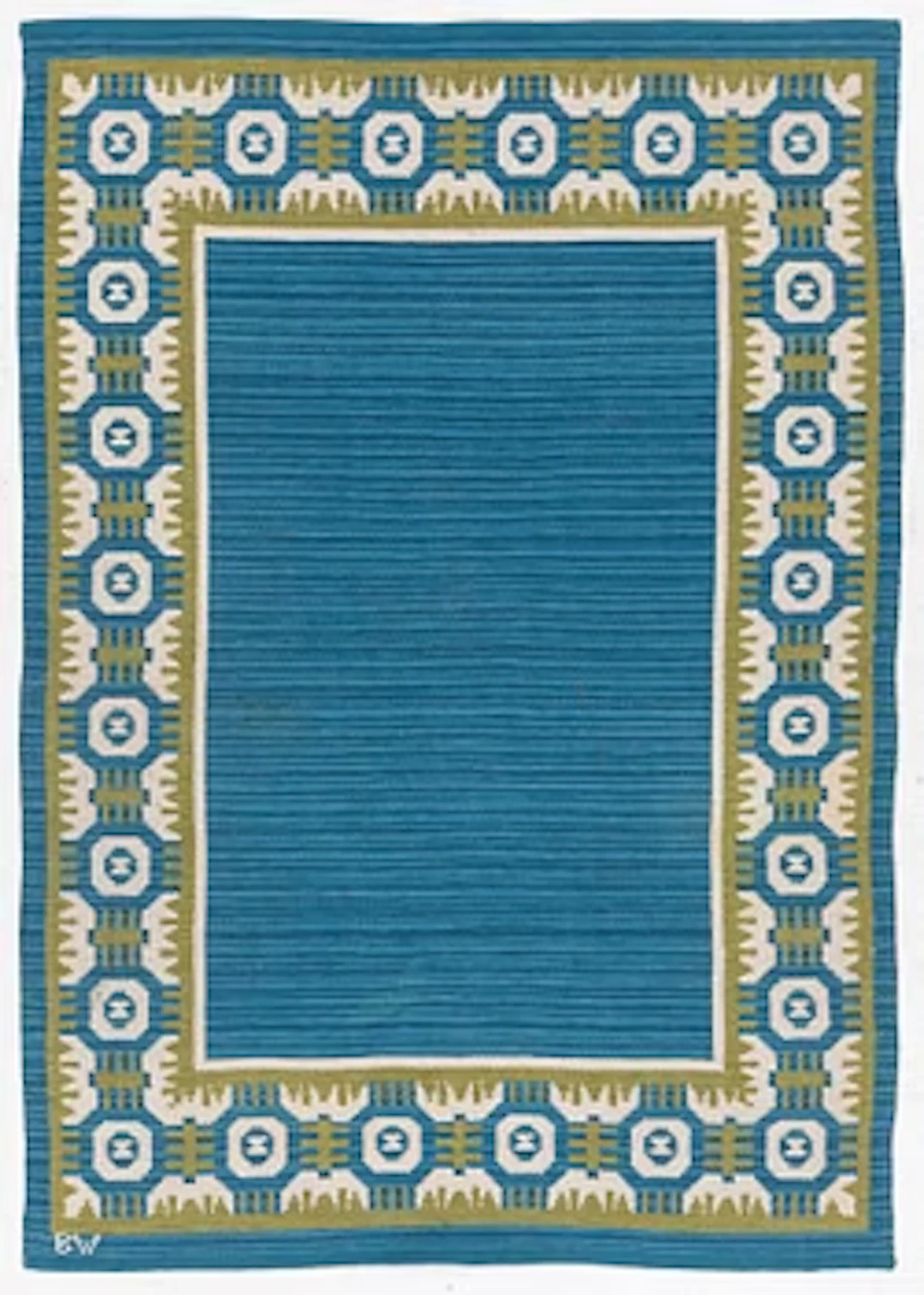 Berit Woelfer, Rug, flat weave, signed BW, approx. 199 x 139 cm.