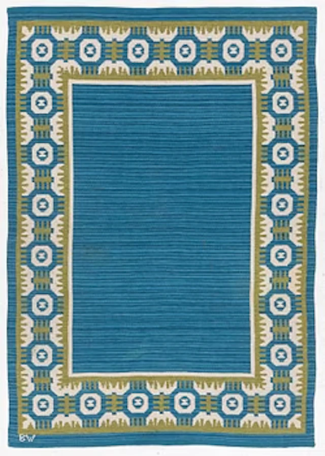 Berit Woelfer, Rug, flat weave, signed BW, approx. 199 x 139 cm.