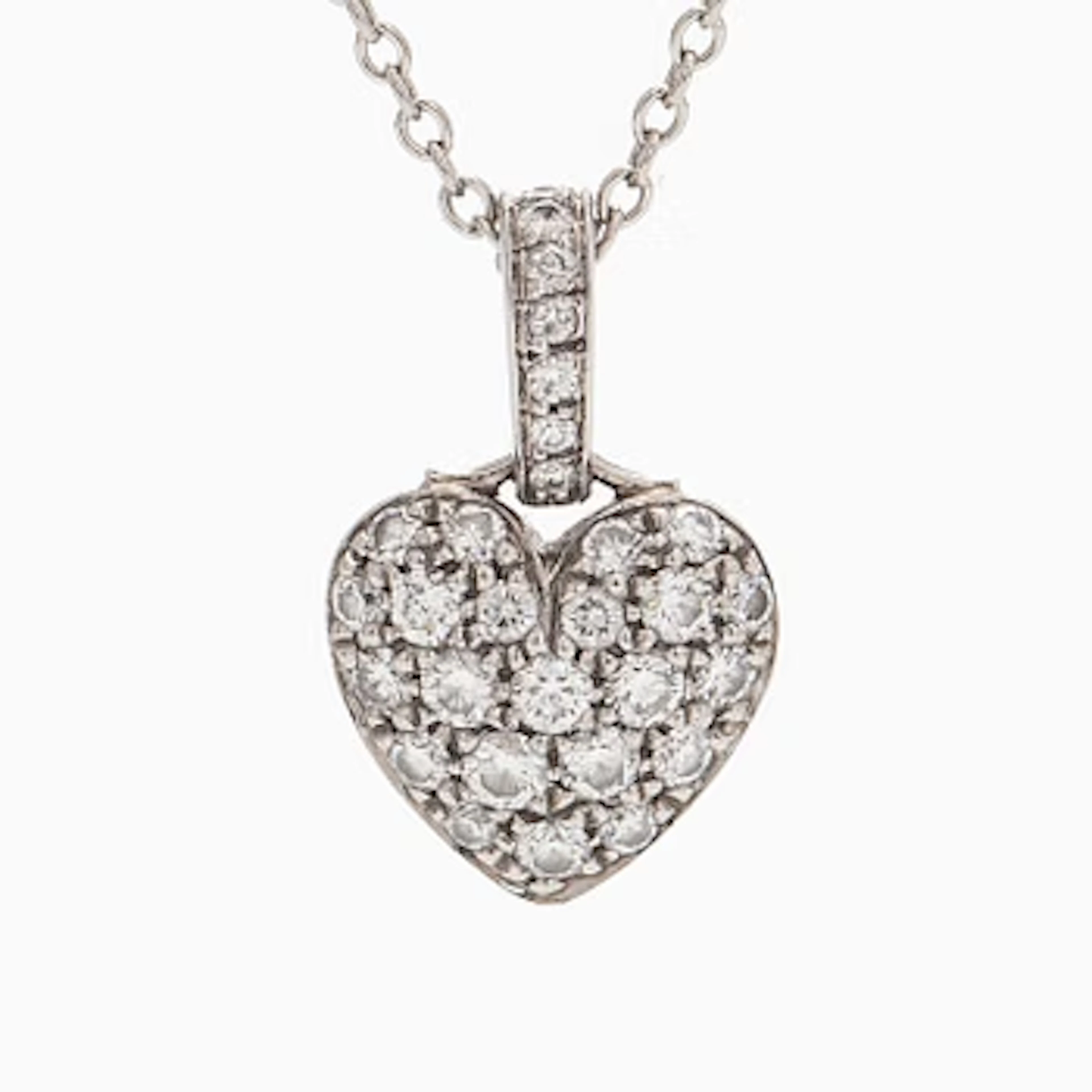 Tiffany & Co, a platinum heart pendant necklace with brilliant-cut diamonds.