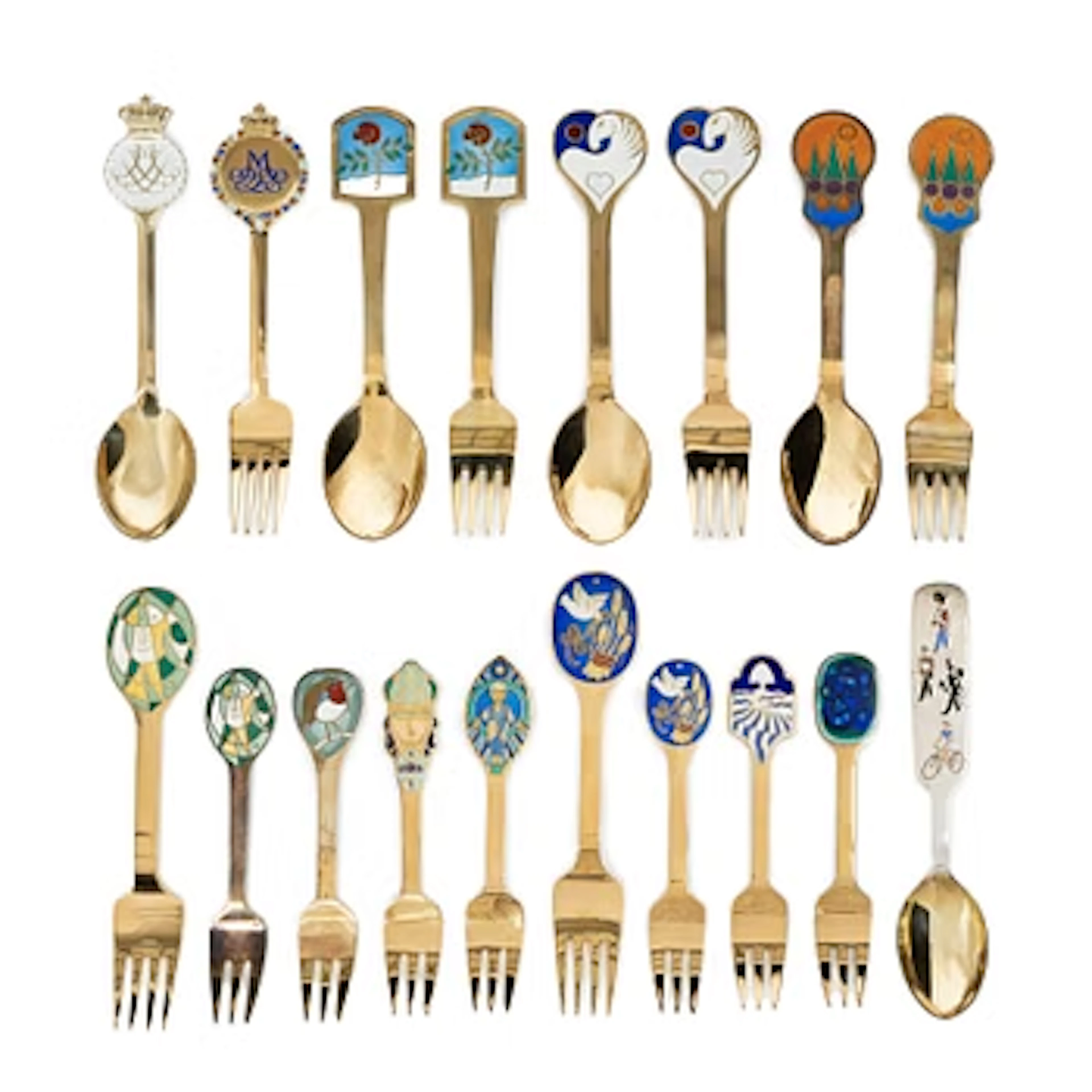 Anton Michelsen, Annual flatware set, 24 pieces, gilt sterling silver