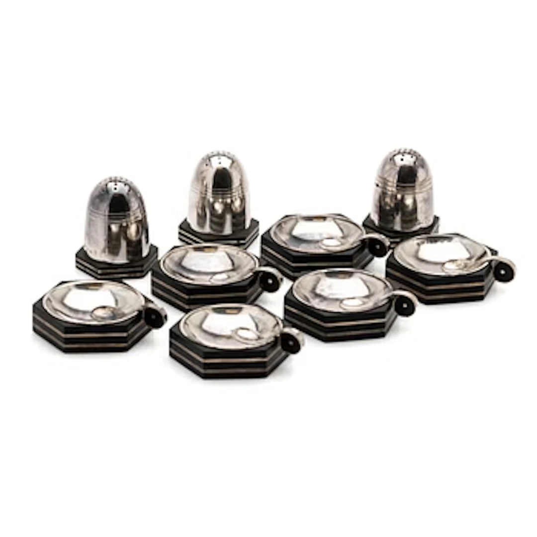 Salt cellars, 9 pieces, silver, GAB, Stockholm, 1941–1942.