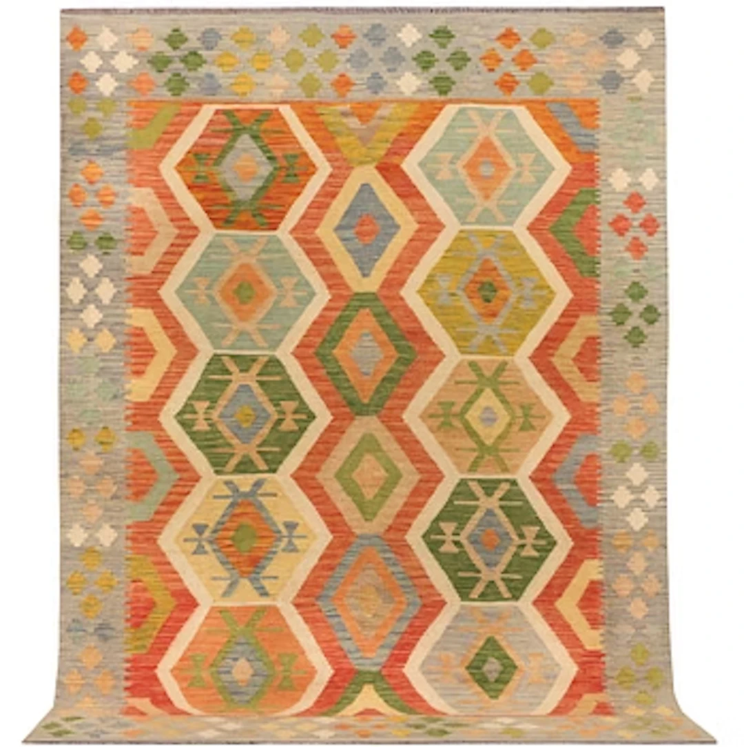 An Afghan kelim carpet, c. 237 x 169 cm.