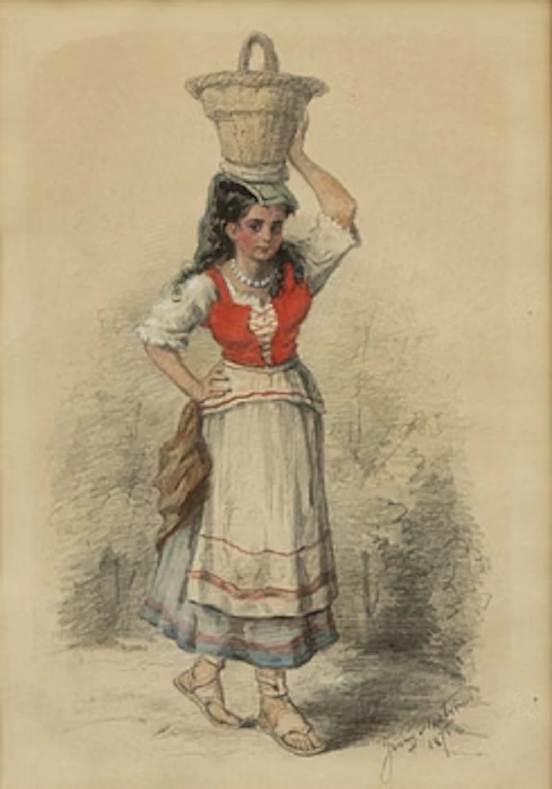 Jenny Nyström, Italian with basket.