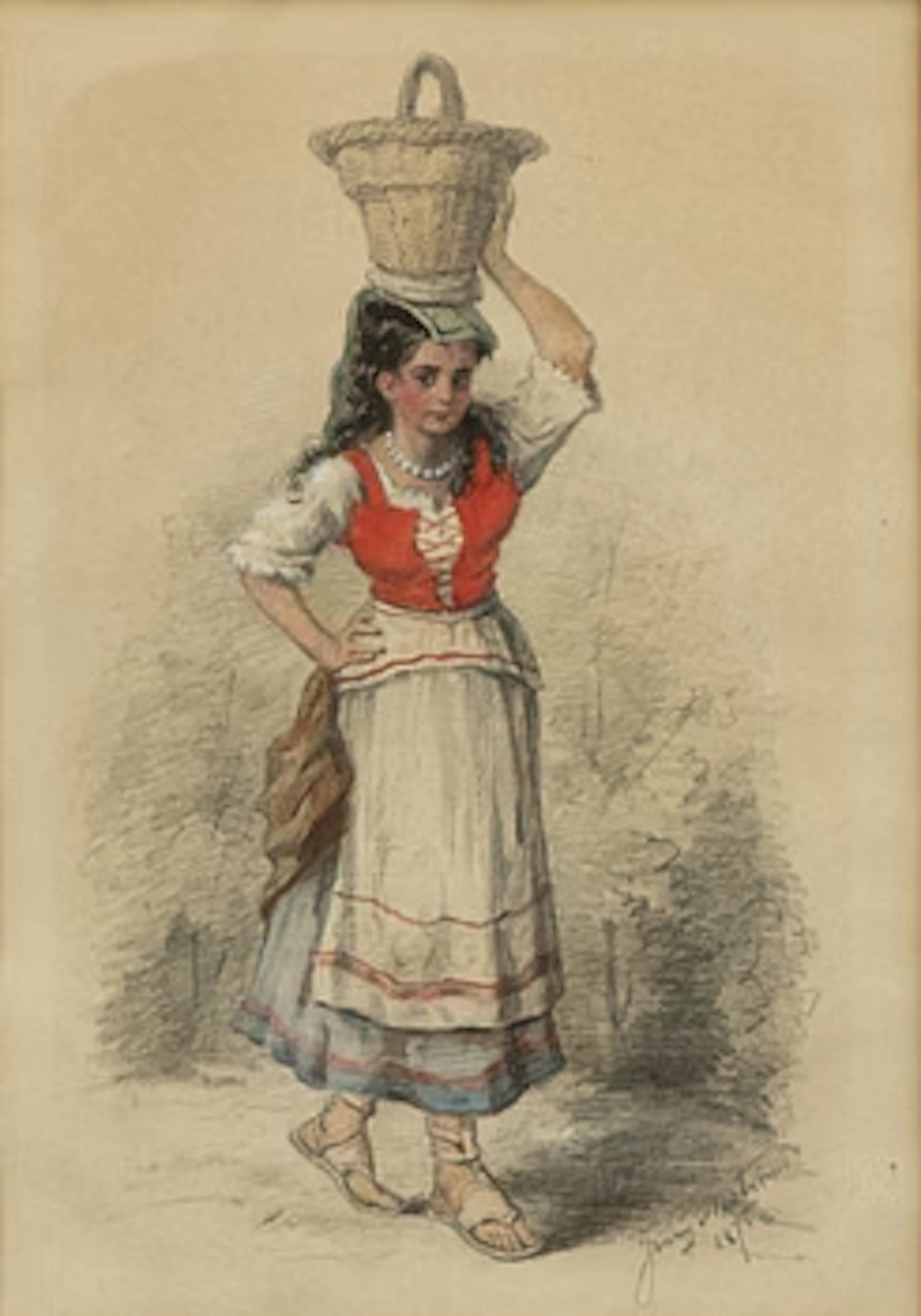 Jenny Nyström, Italian with basket.