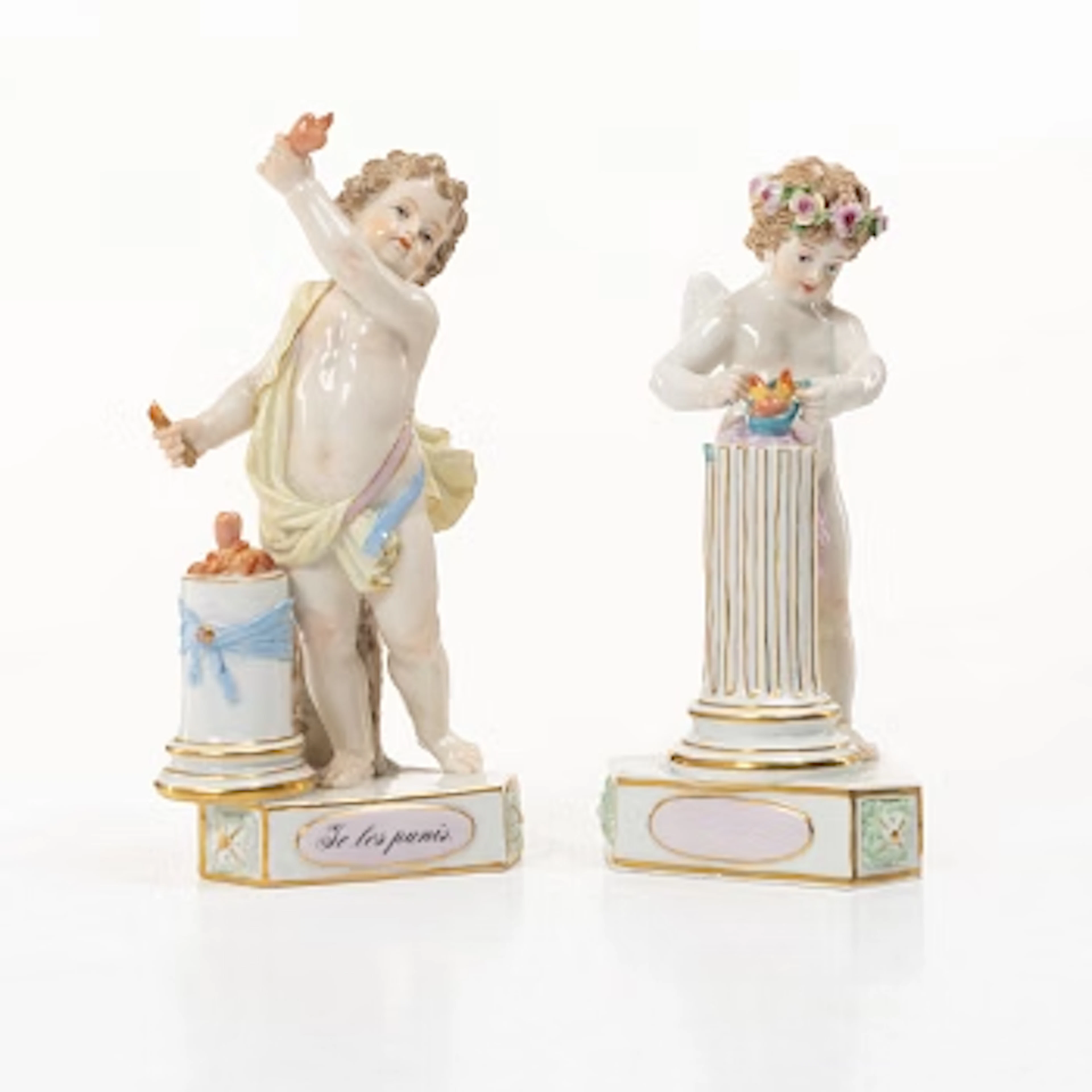 Meissen, A pair of porcelain figures, "Je les punis" and "Je les unis"