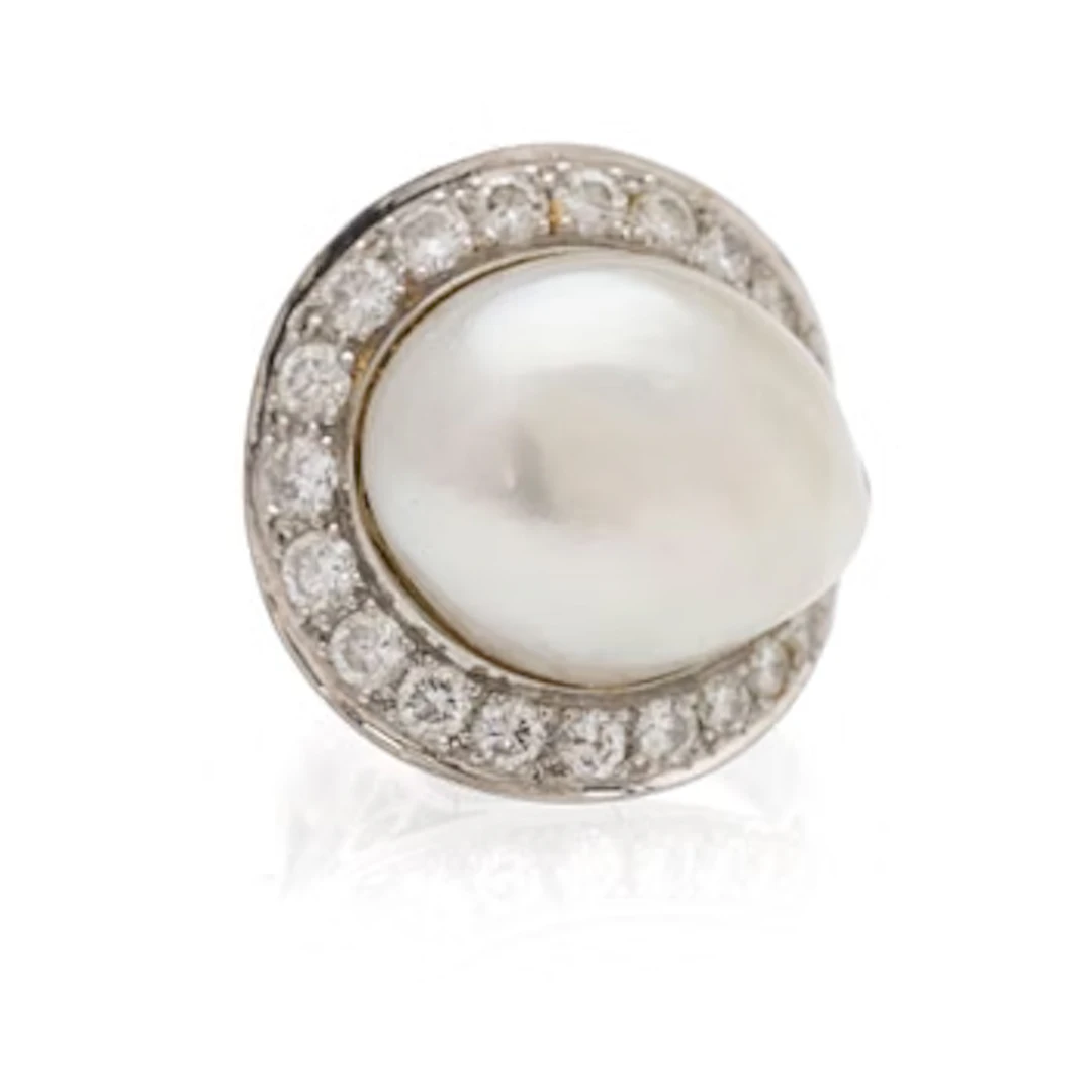 Jürgen Girgsdies, ring, 18K gold, diamonds and pearl, Stockholm, 1977.
