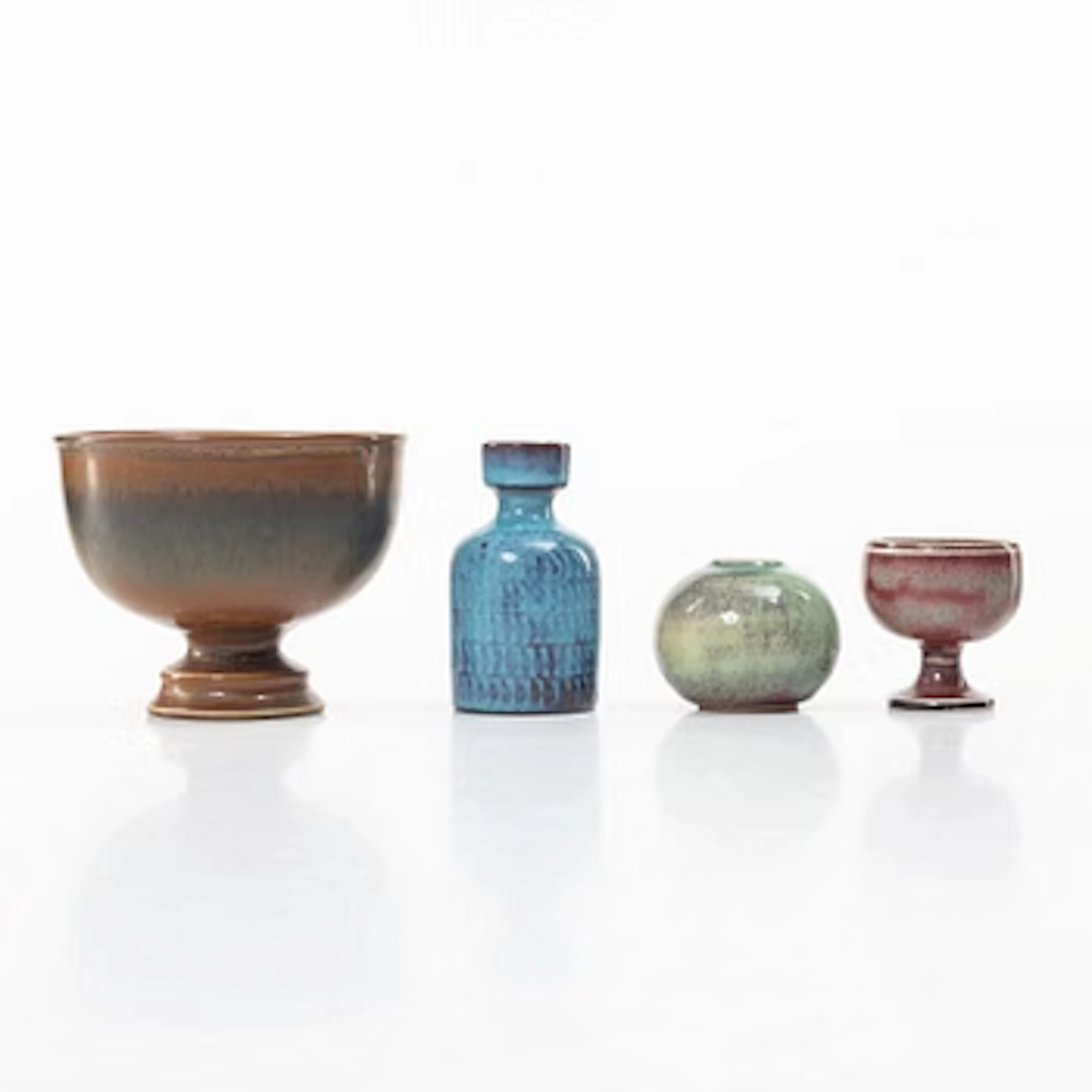 Stig Lindberg, a stoneware bowl and three miniatures, Gustavsberg