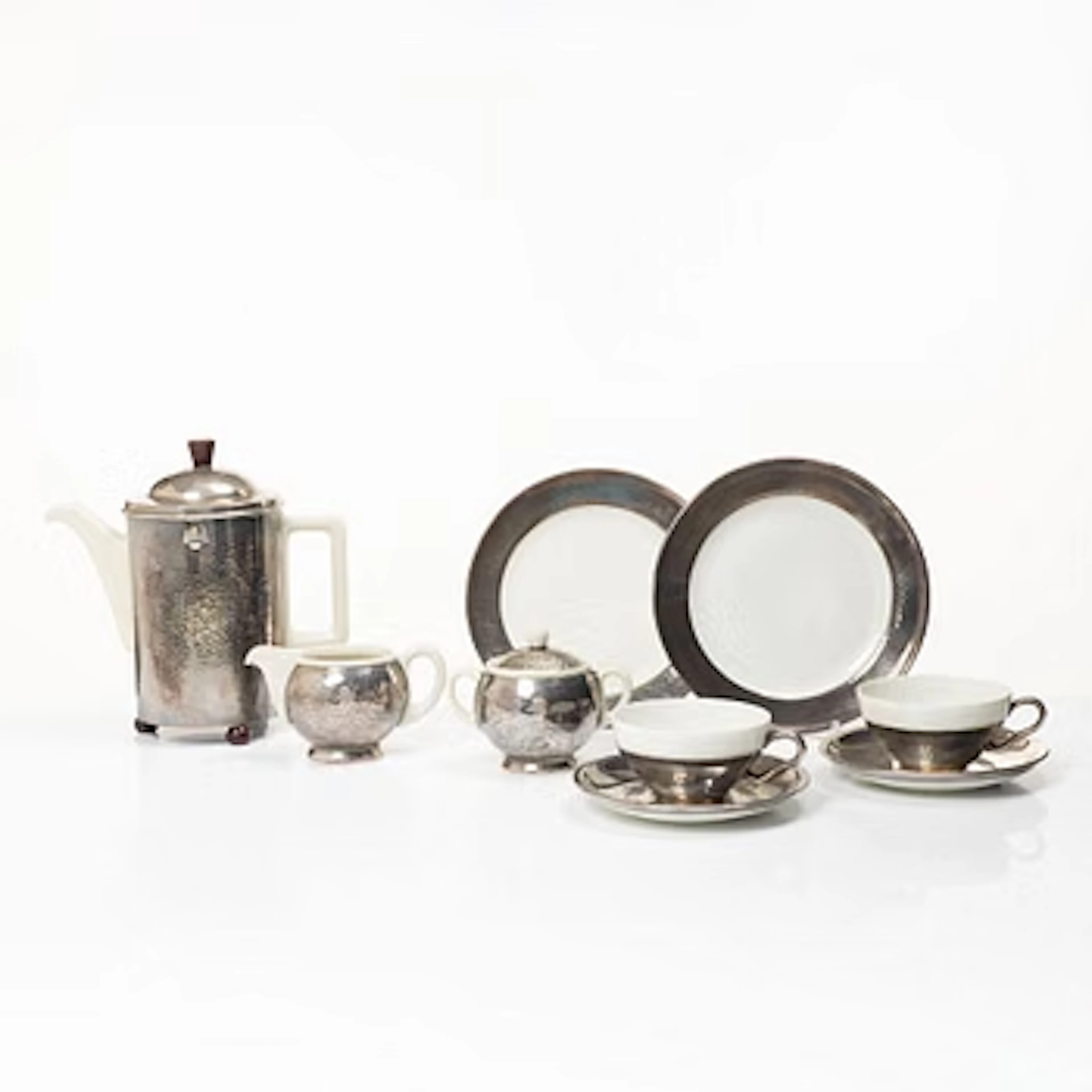 Württembergische Metallwarenfabrik (WMF), A 7 piece silverplated coffee set.