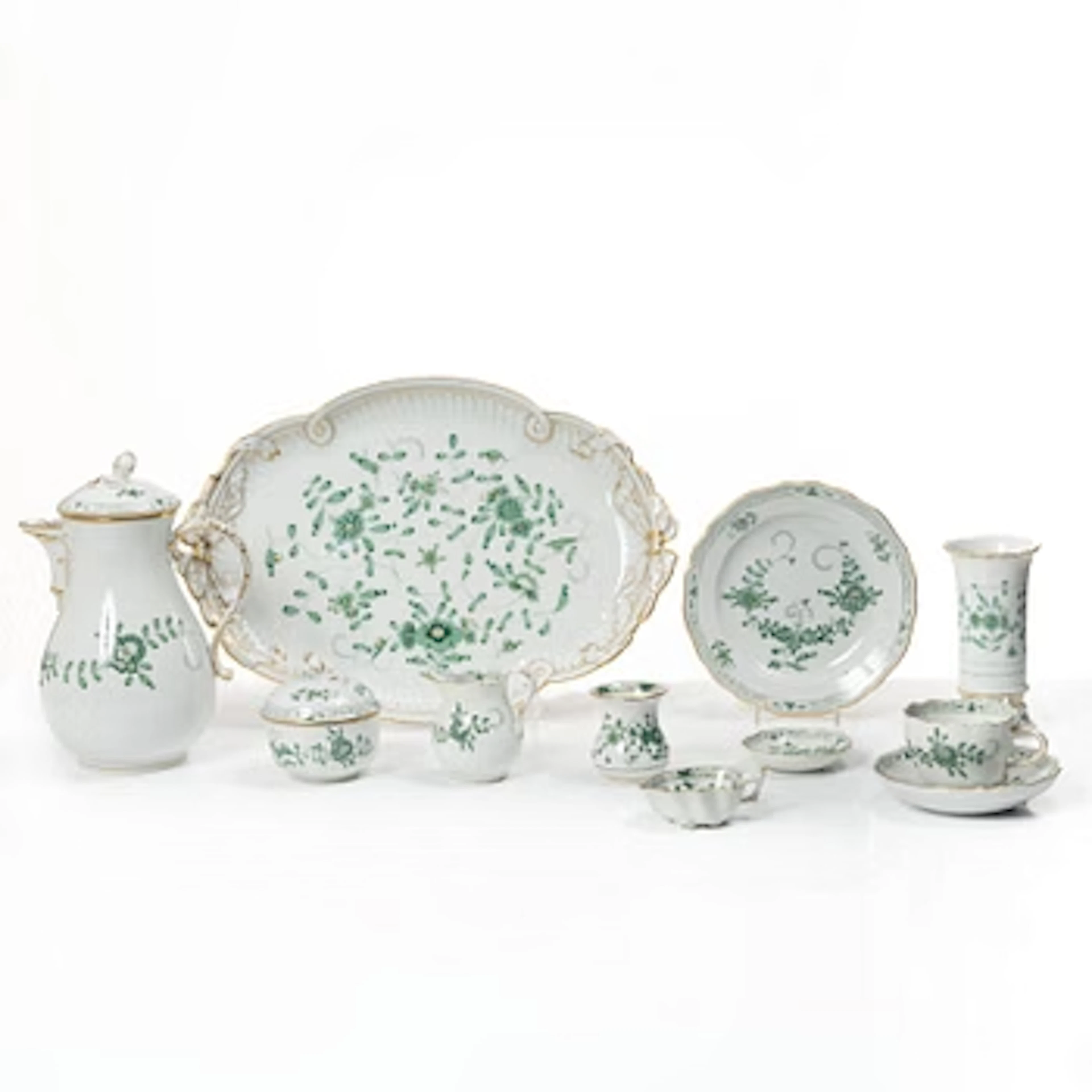 Meissen, Coffee service, 44 pieces, porcelain, “Indisch grün”, 3rd quality.