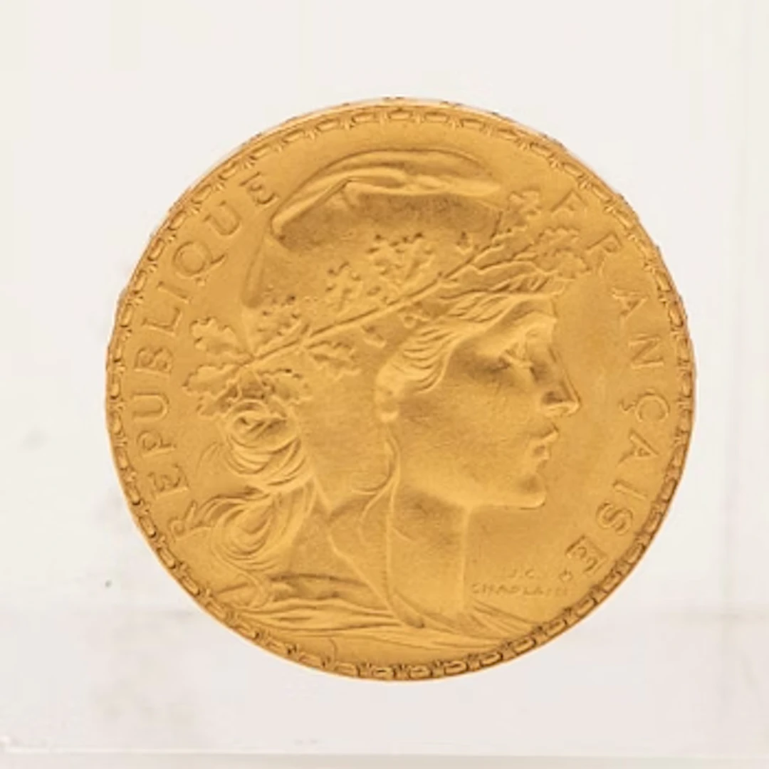 Gold coin, 21.6 carat, "Liberté Égalité Fraternité", 20 francs, France, 1907.