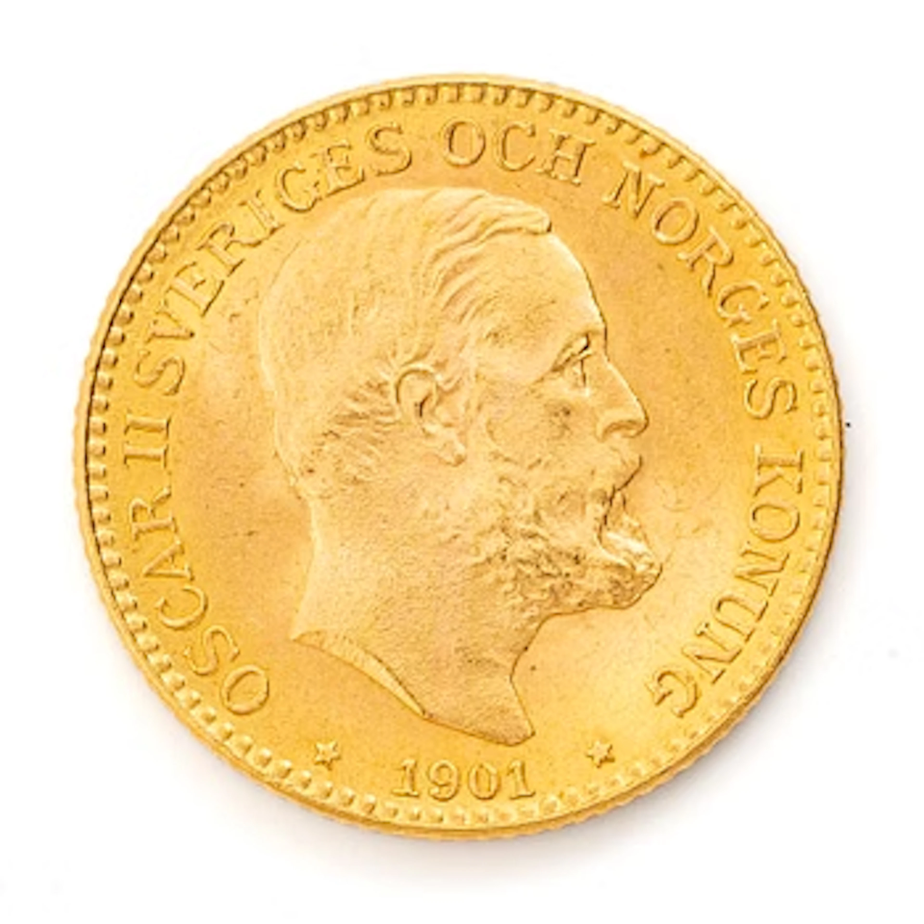 Gold coin, Sweden, Oscar II, 10 kronor, 1901.