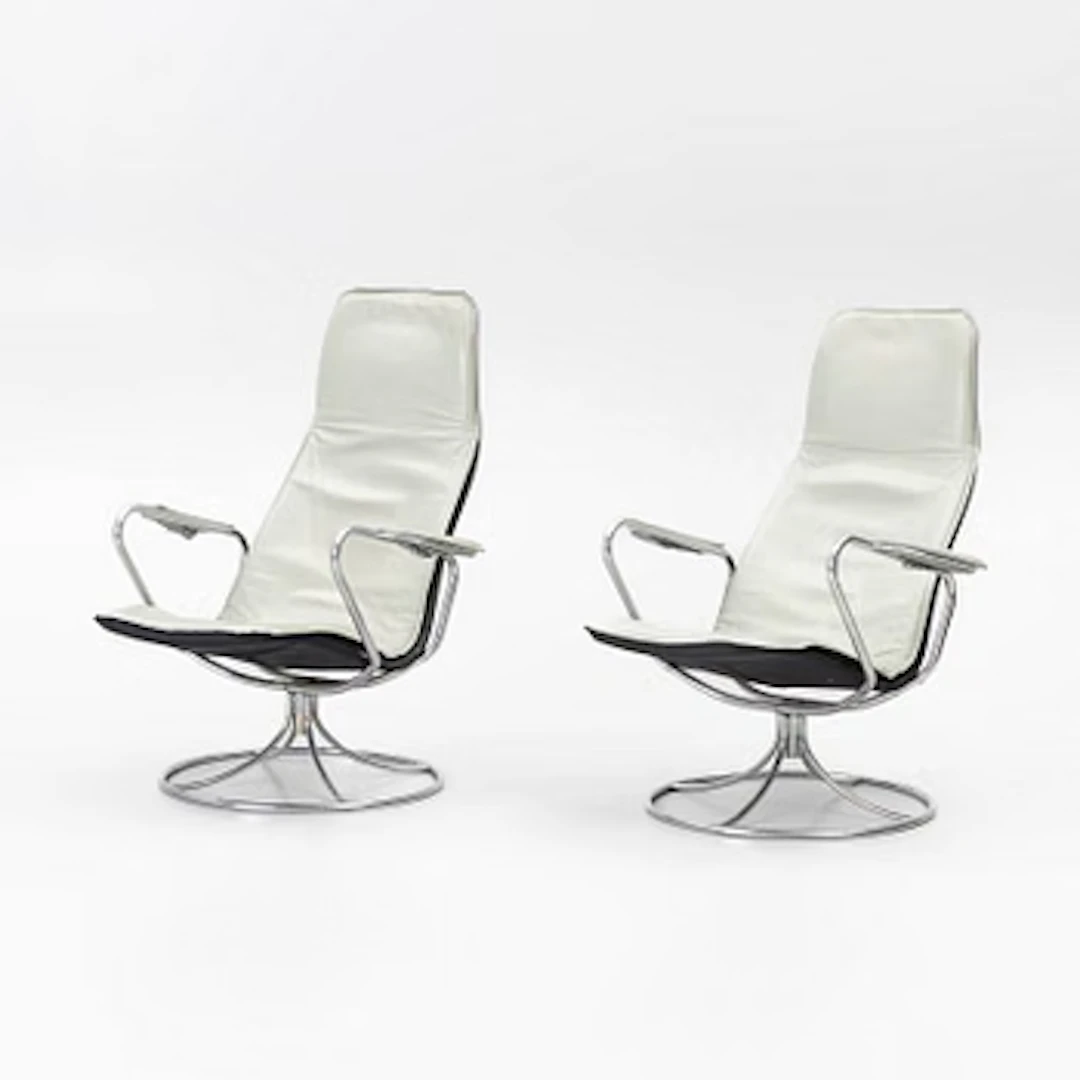 Tord Björklund, a pair of swivel lounge armchairs, 'Exen', IKEA, 1988.