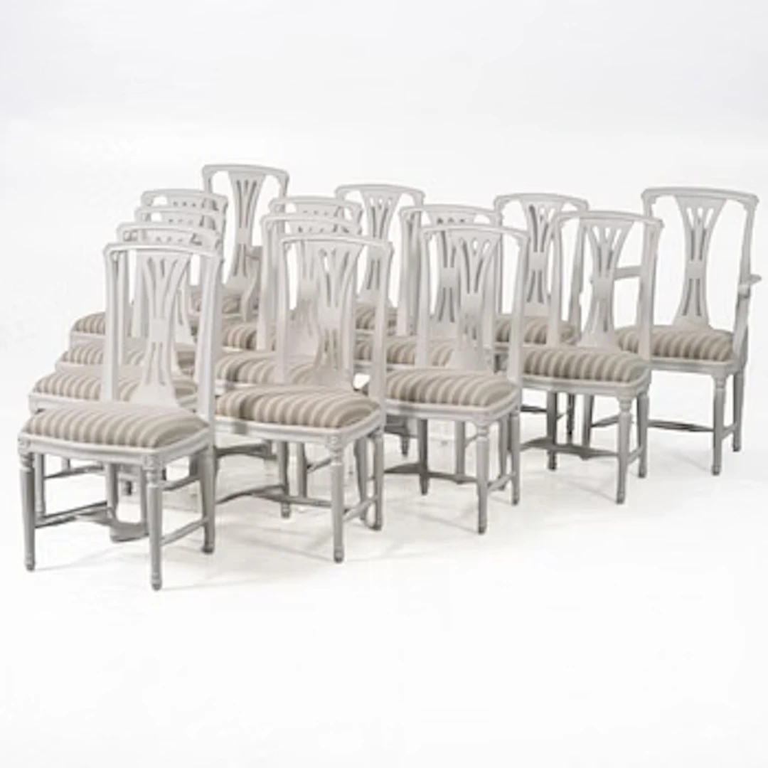 Chairs, 12+2, Gustavian style, Geromar.