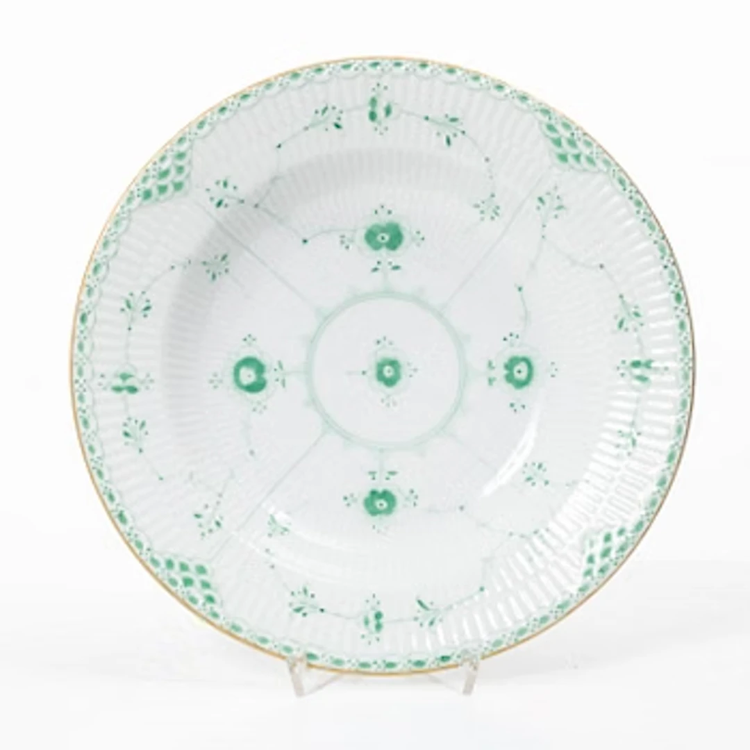 Royal Copenhagen, A green Musselmalet (green fluted) soup plate, model