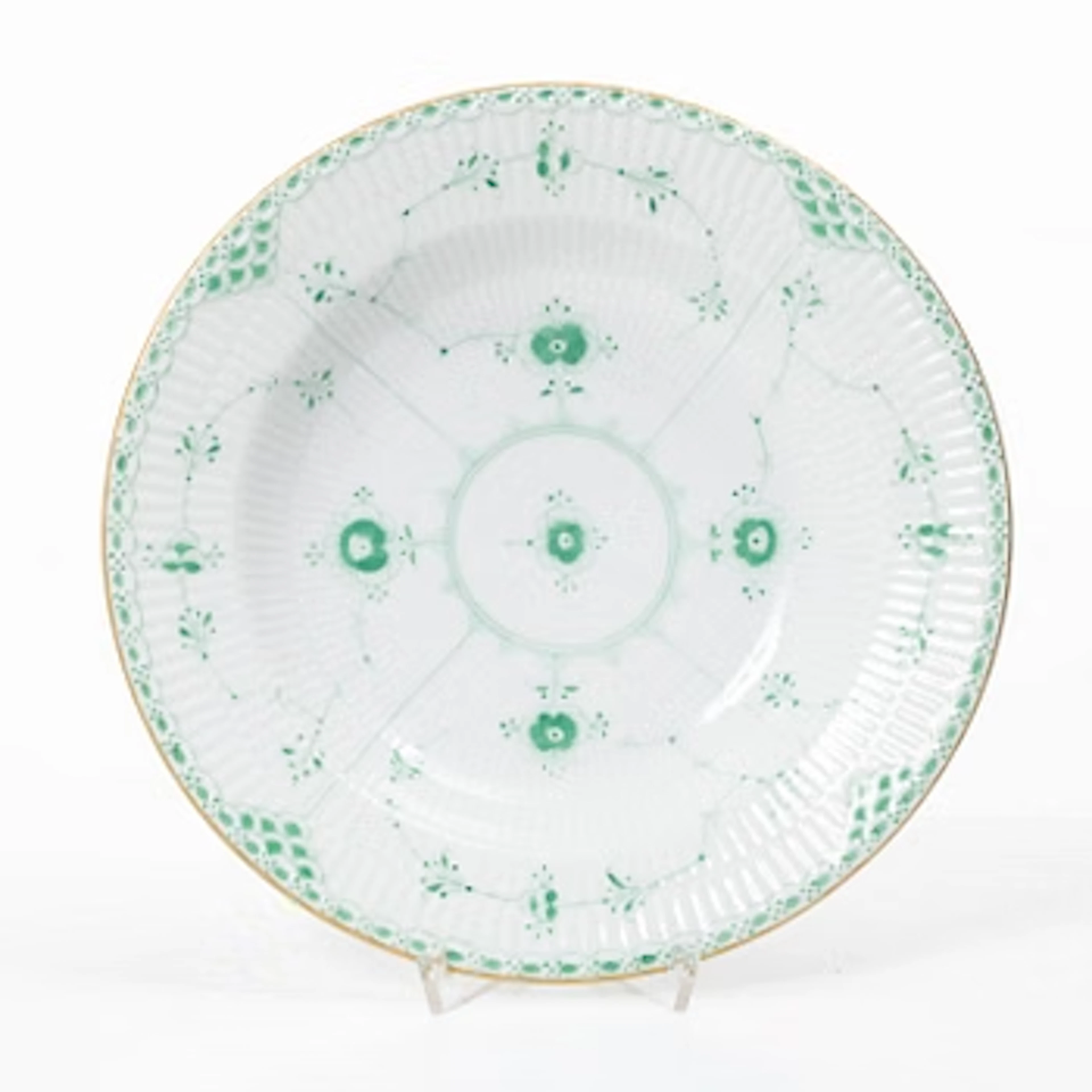 Royal Copenhagen, A green Musselmalet (green fluted) soup plate, model