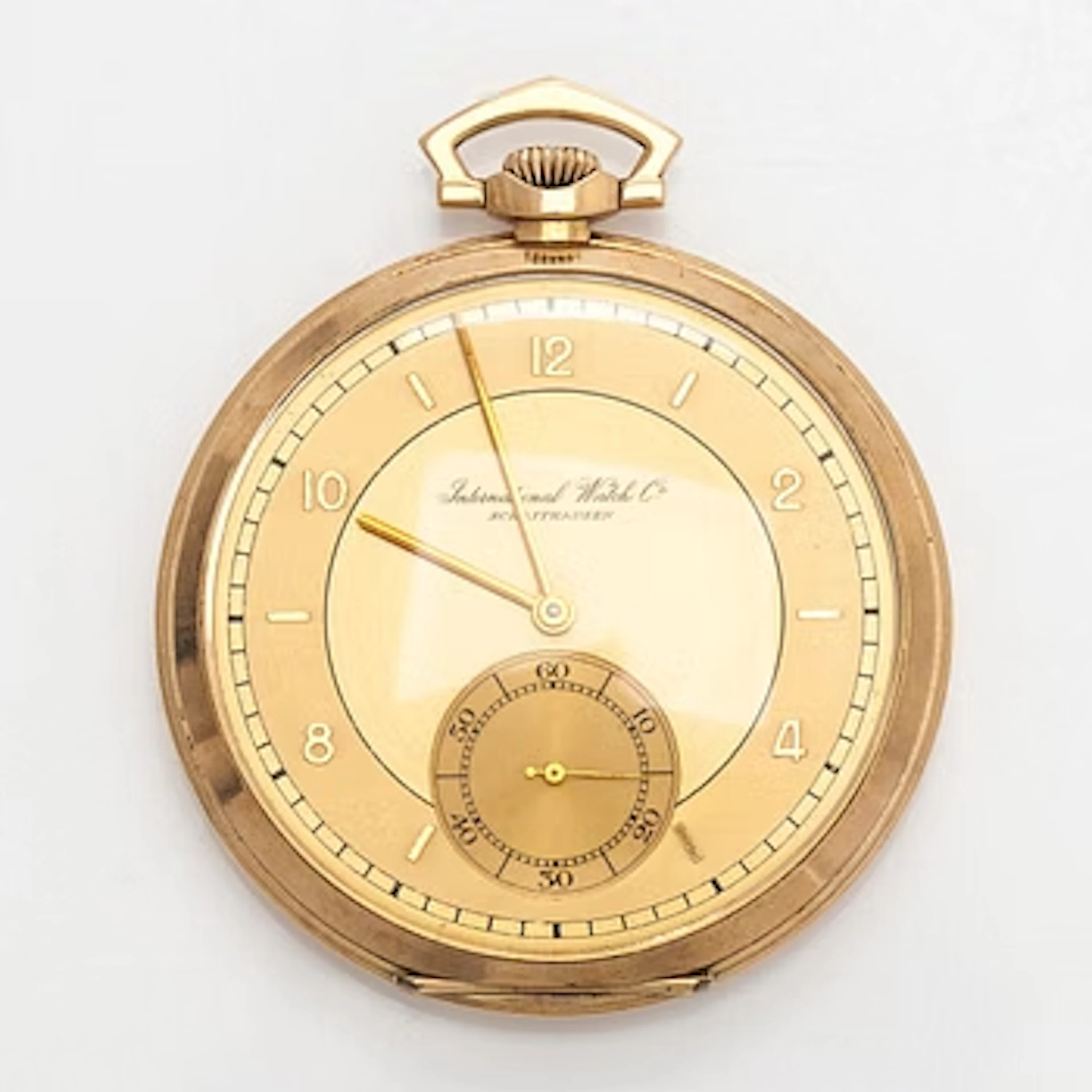 International Watch Co. (IWC), pocket watch, 50 mm, 14K gold, lever escapement.