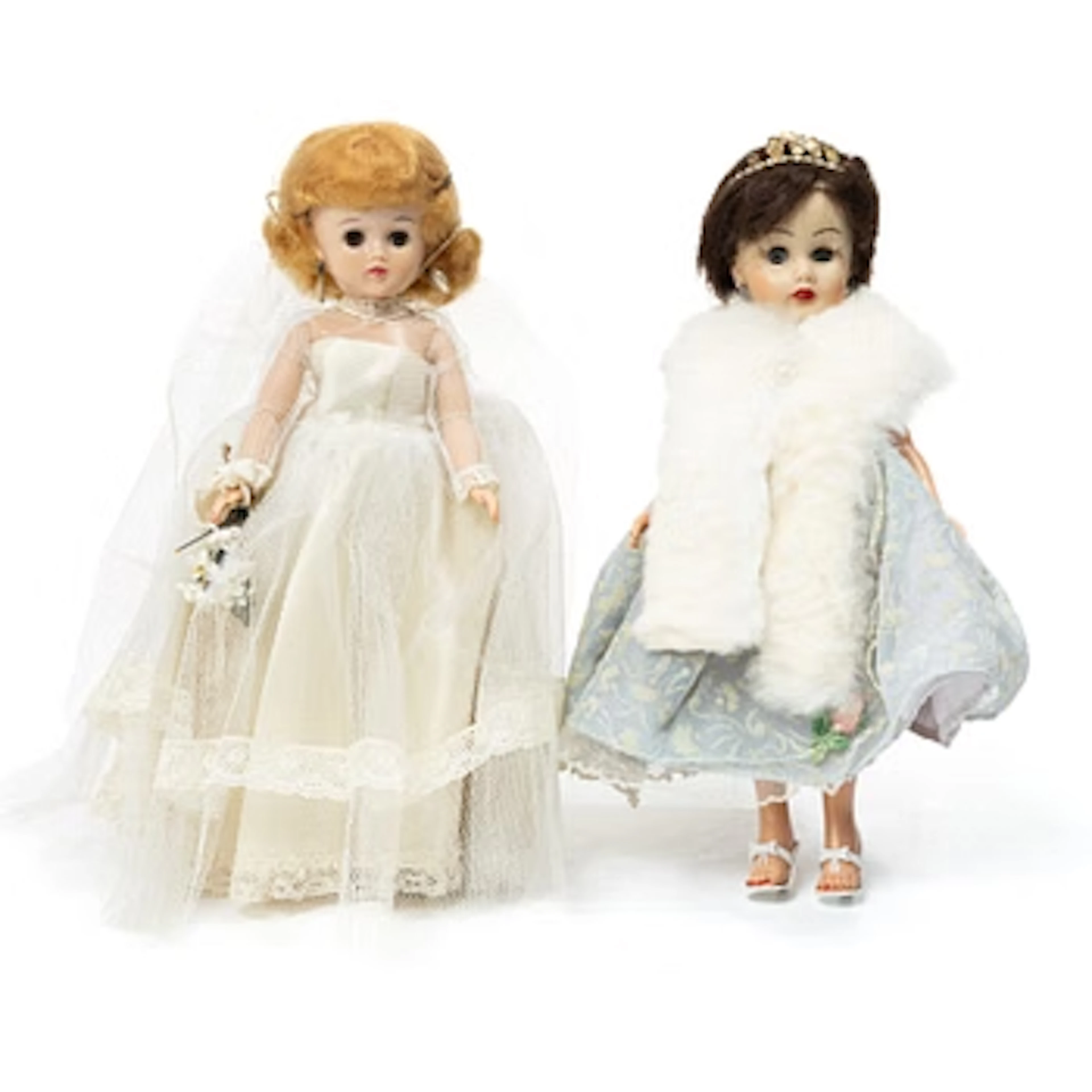 Ginger dolls, 2, with clothes and accessories, 1950s/60s.