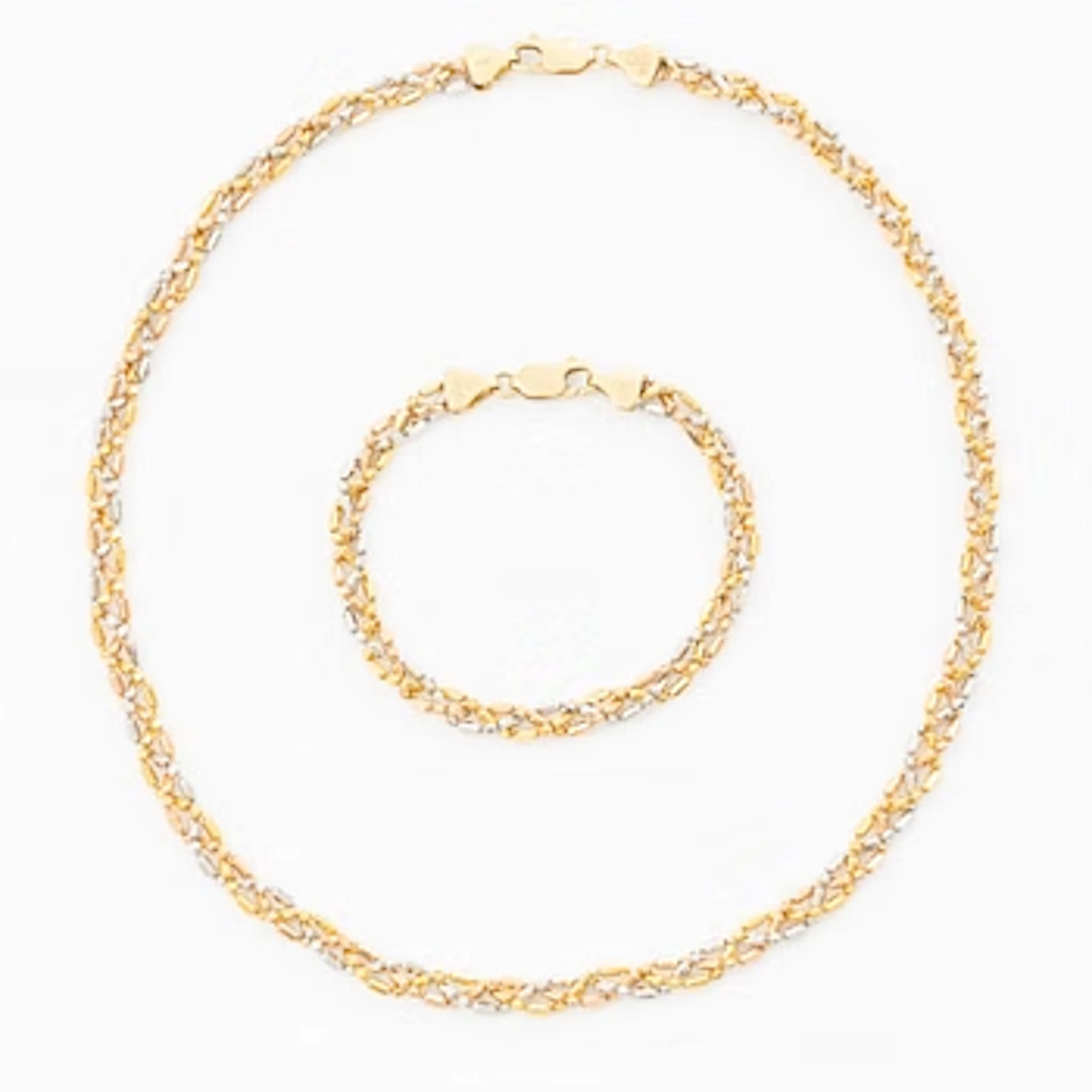 Necklace and bracelet in 18K gold and white gold.
