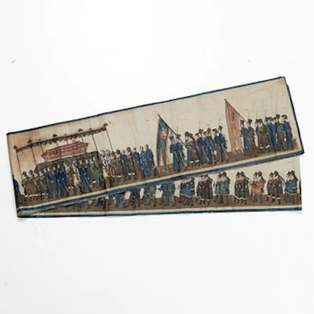 Memorial tapestry from 1844 depicting the funeral procession of Karl XIV Johan.