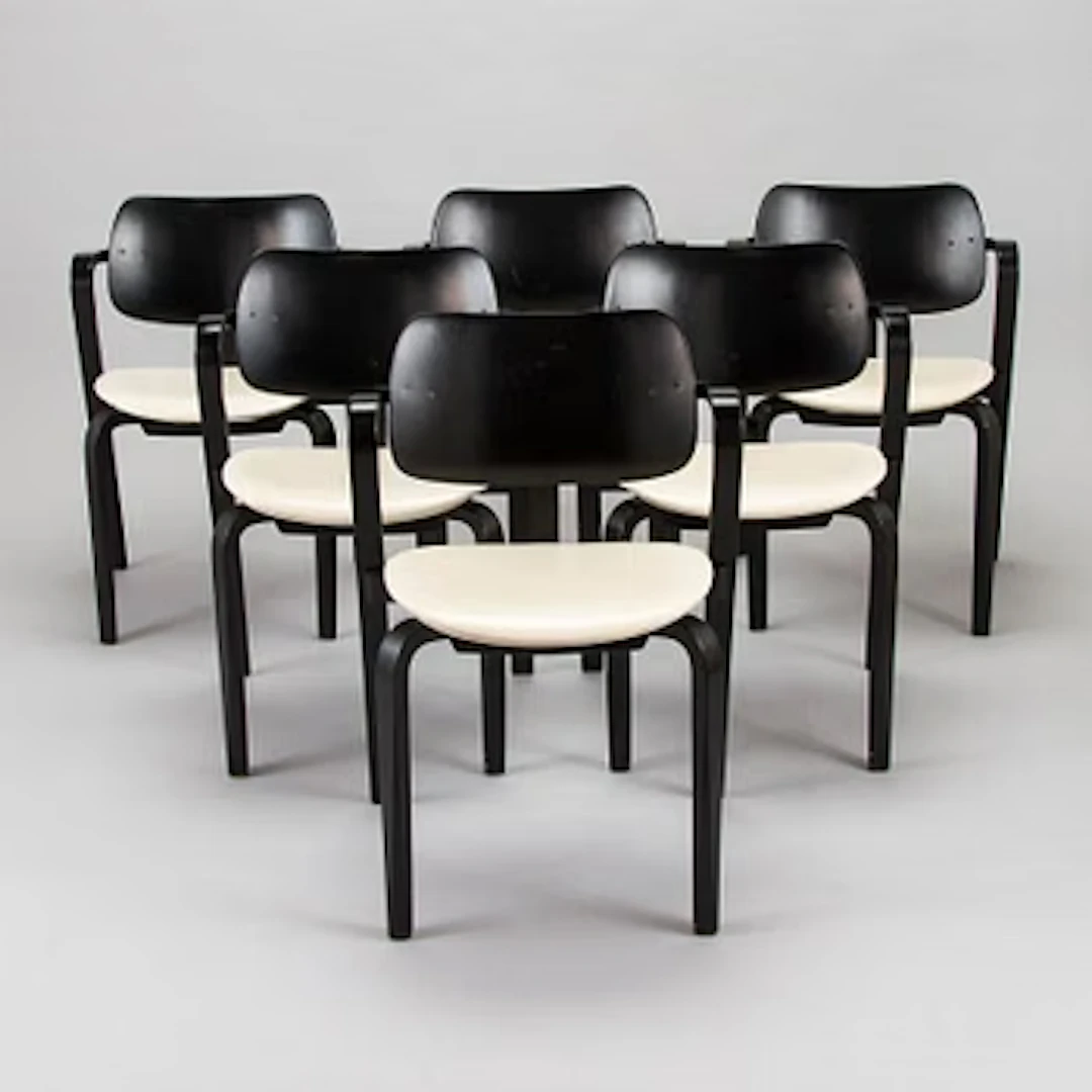 Ilmari Tapiovaara, a set of six 1960s 'Aslak' armchairs for Asko, Finland.