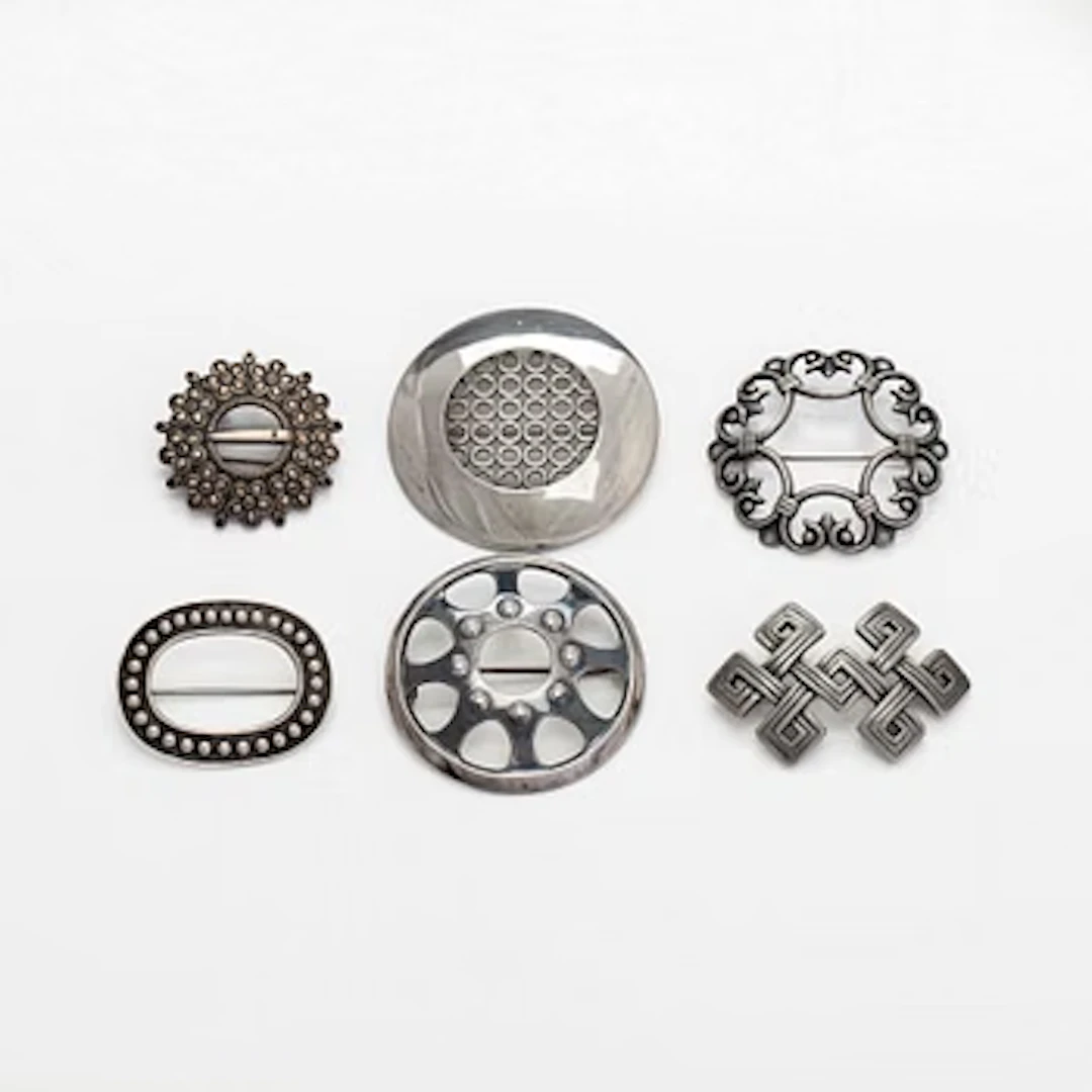 Kalevala Koru, brooches, 6 pieces, silver, Helsinki 1961–2000.