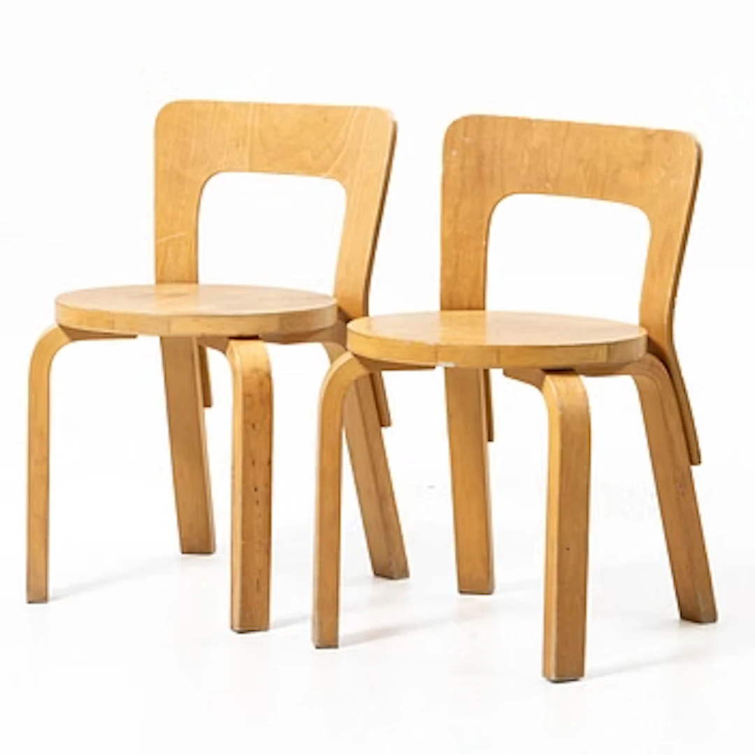 Alvar Aalto, children’s chairs, a pair, Model 66, Artek, Finland.