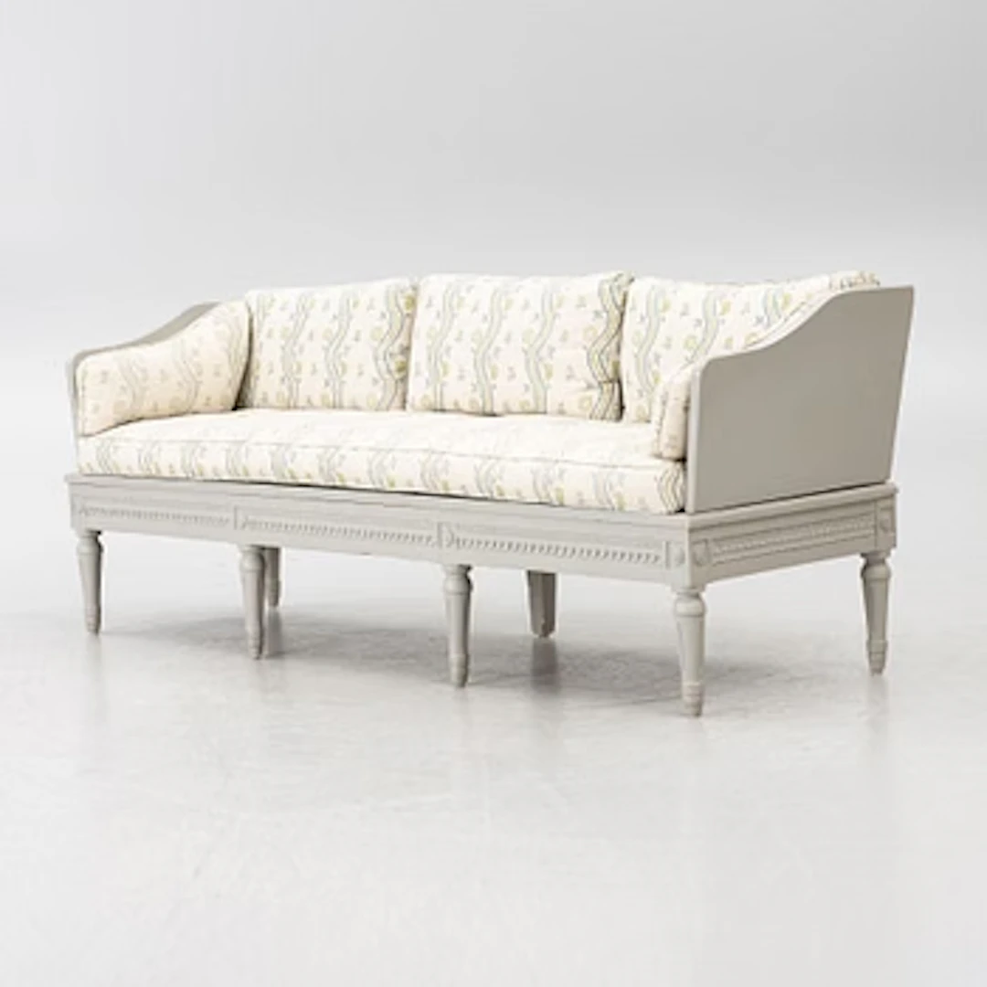 A Gustavian provincial work sofa, 18th century.