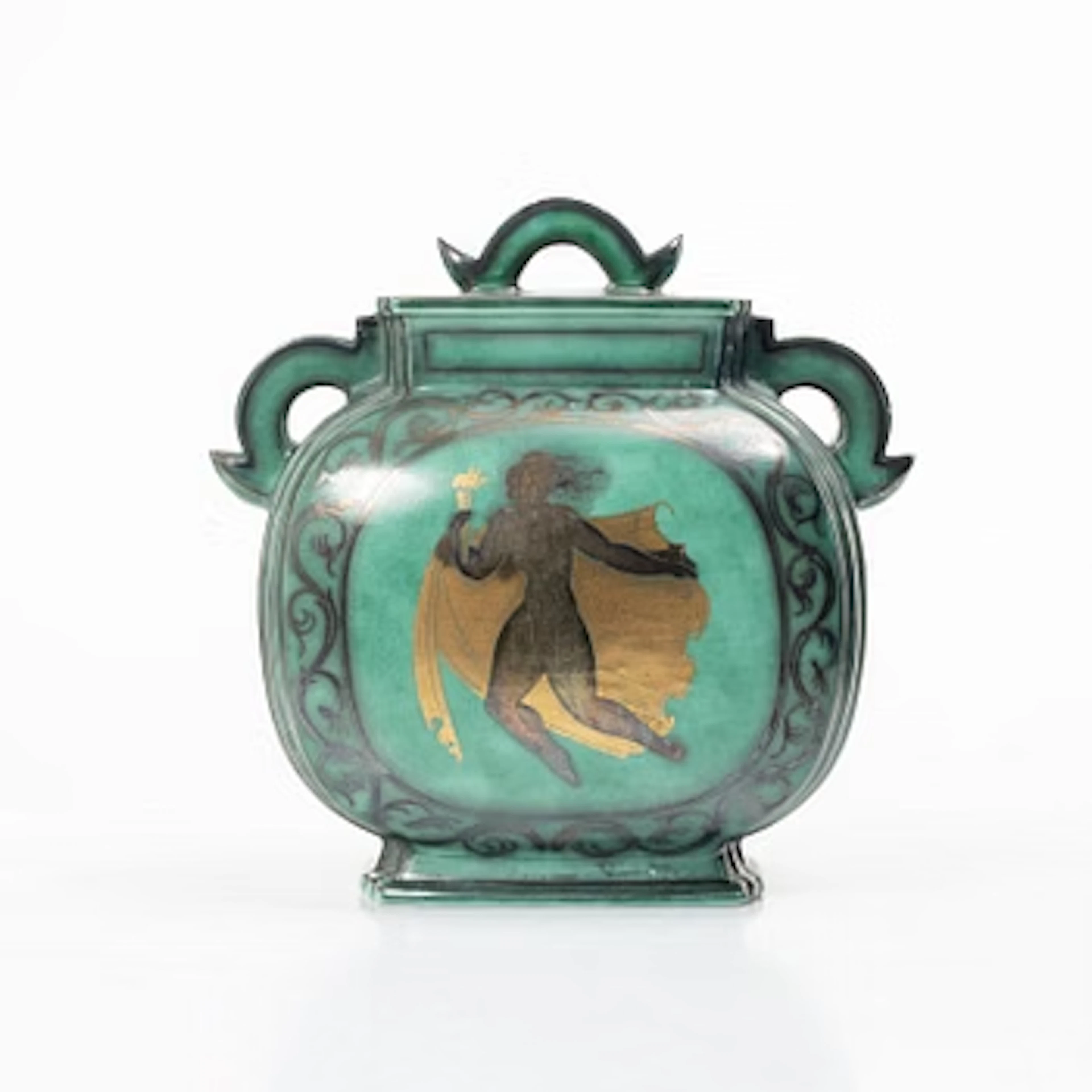 Wilhelm Kåge, A stoneware 'Argenta' lidded urn, Gustavsberg, 1930.