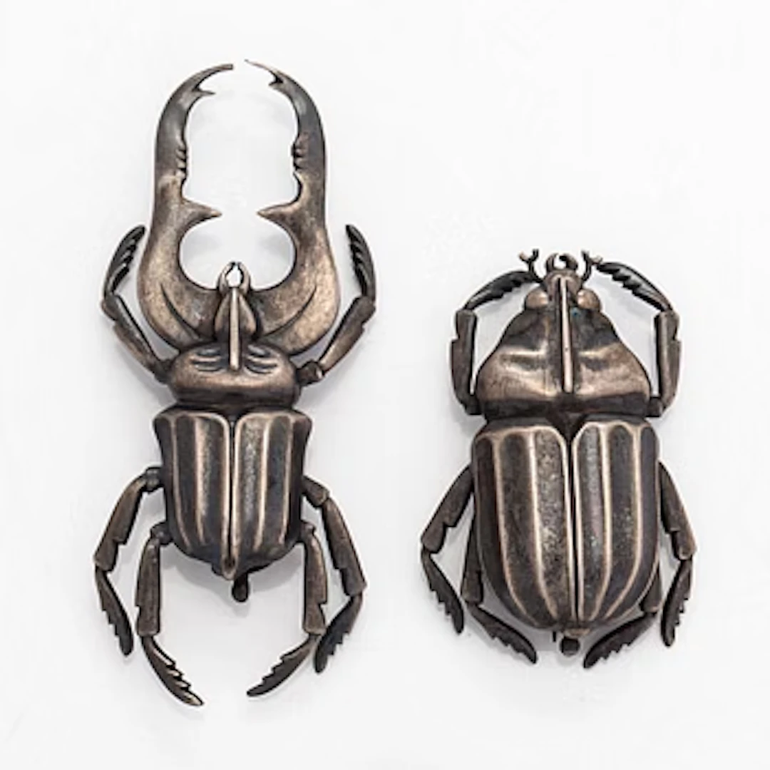 Brooches, beetles, 2 pcs, silver, A. Tillander, Helsinki 1953.